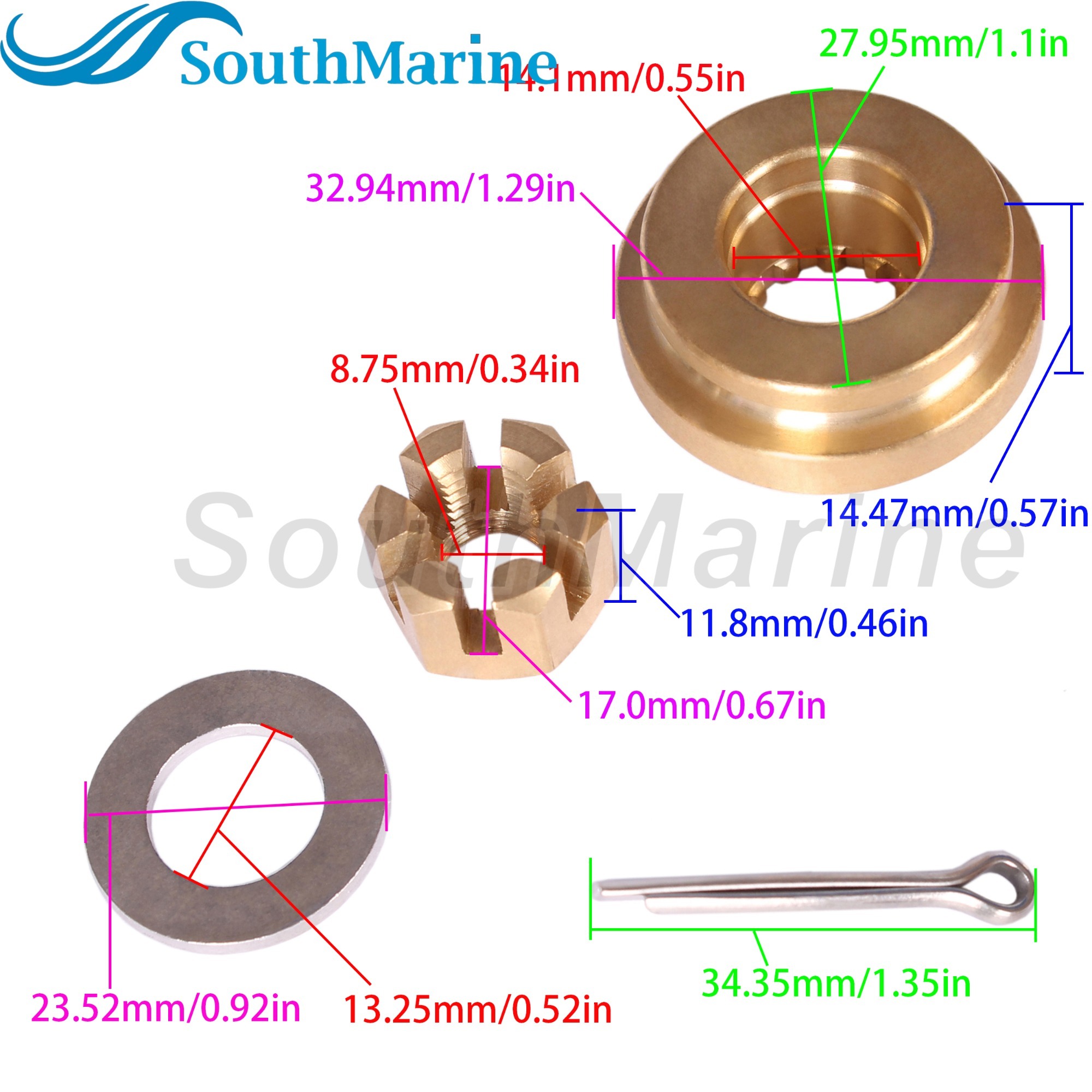 Outboard 3UA-64231-0 3B2-64230-1 2 3B2642301M Thrust Holder, for Tohatsu Nissan 8HP 9.8HP, 8M0131240 for Mercury Propeller Nut
