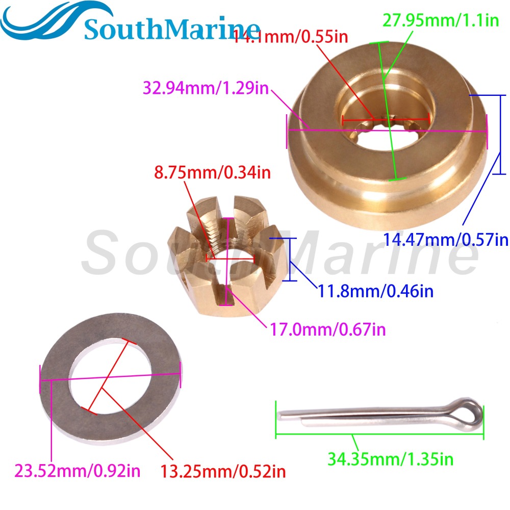 Outboard 3UA-64231-0 3B2-64230-1 2 3B2642301M Thrust Holder, for Tohatsu Nissan 8HP 9.8HP, 8M0131240 for Mercury Propeller Nut