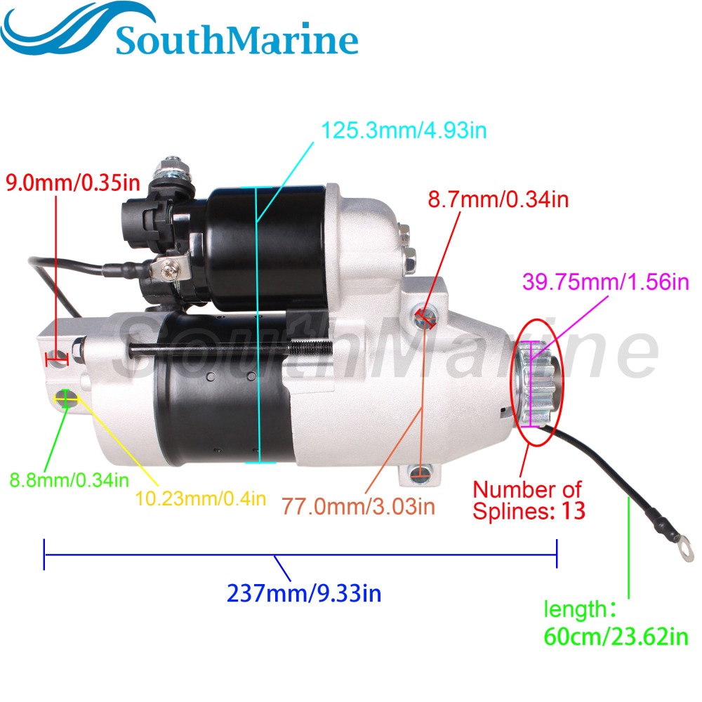 Outboard Engine 68F-81800-00 01 02 03 04 Starter Motor for Yamaha LZ200TXR VZ150TLR VZ175TLR, S114-836A, S114-836BN for Hitachi