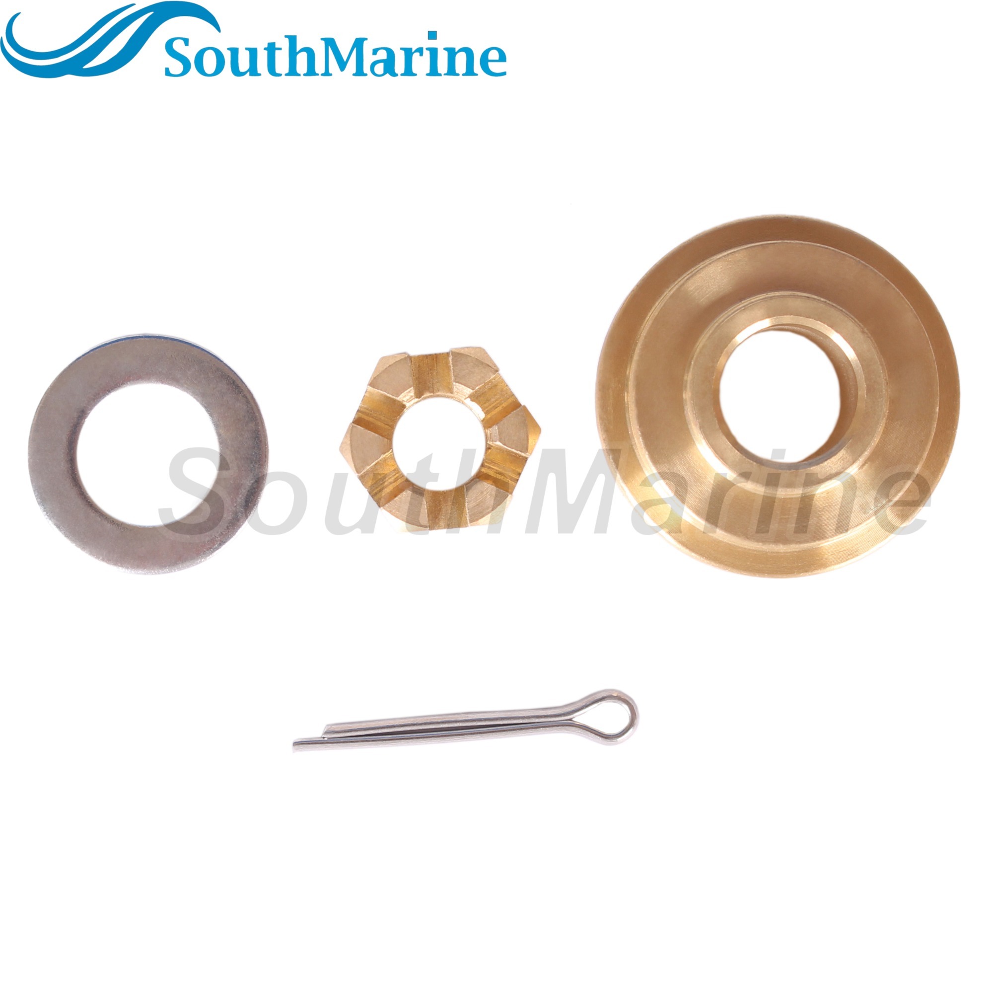 Outboard Motor 6G1-45987-02 01 6N0-G5987-10 Spacer, 90201-10M01 Plain Washer, 90171-10M01 Castle Nut for Yamaha 6HP 8HP 9.9HP