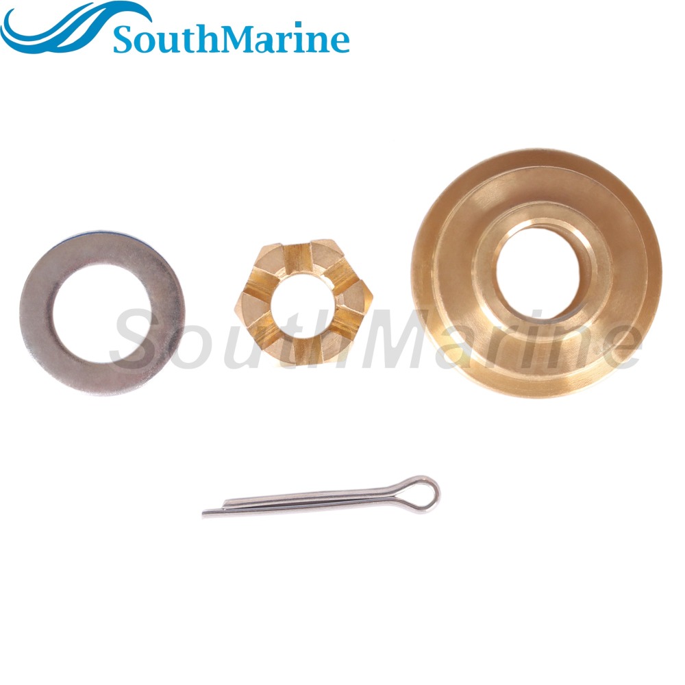 Outboard Motor 6G1-45987-02 01 6N0-G5987-10 Spacer, 90201-10M01 Plain Washer, 90171-10M01 Castle Nut for Yamaha 6HP 8HP 9.9HP