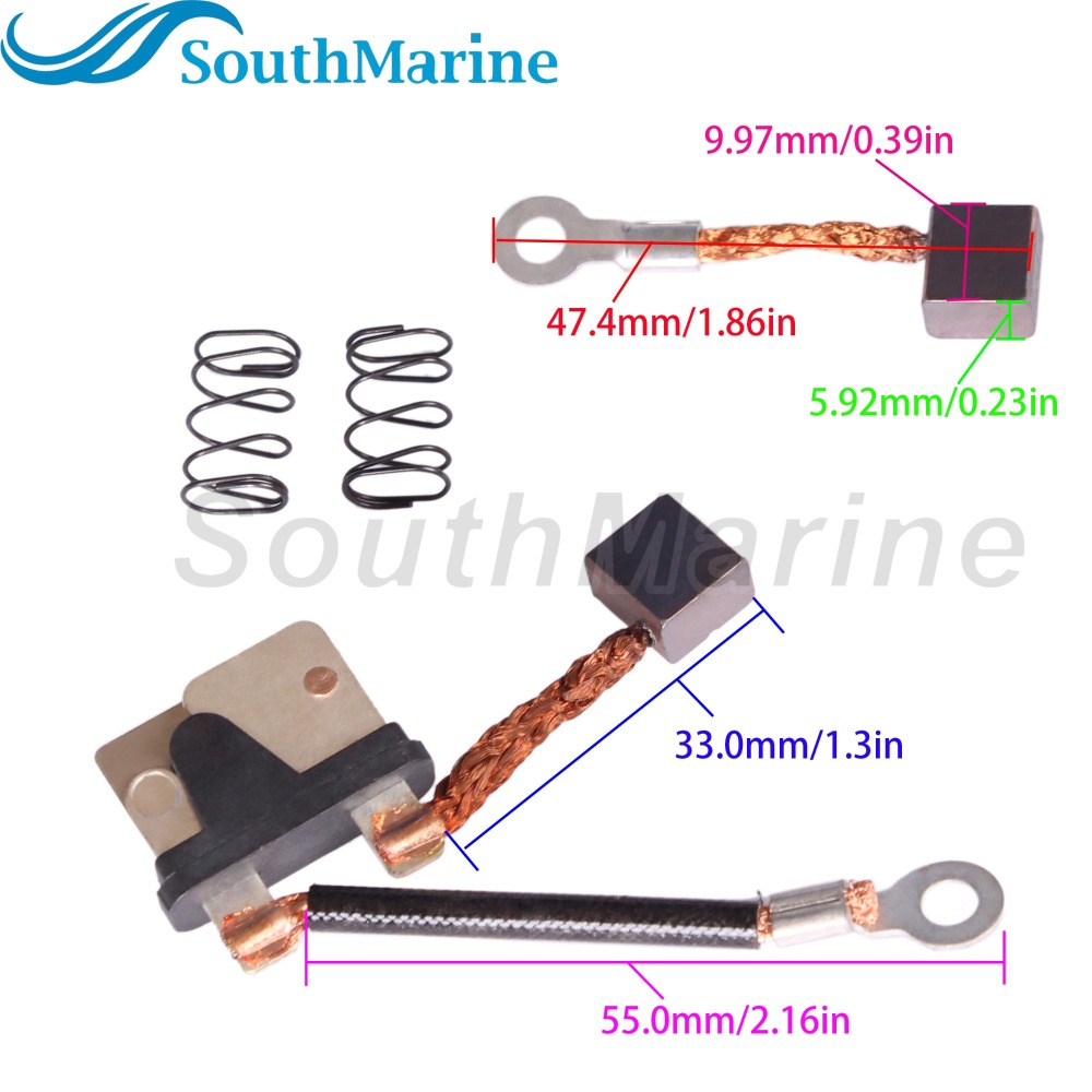 Outboard Motor 63P-82181-10 63P-43892-10 Trim Tilt Motor Carbon Brush Set with 62X-4386K-00 Spring for Yamaha 115HP 150HP