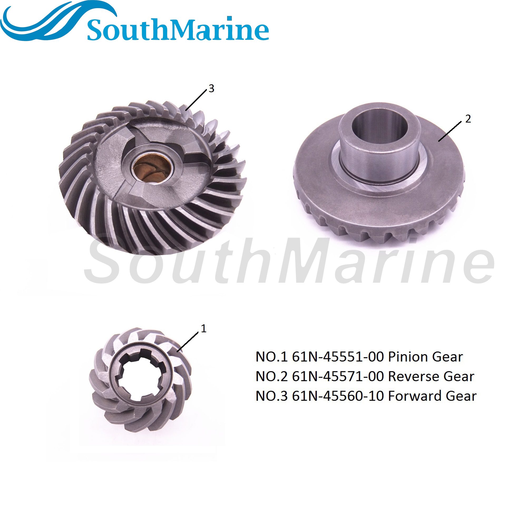 Outboard Engine 61N-45551-00 Pinion & 61N-45571-00 Reverse & 61N-45560-10 Forward Gear for Yamaha F25 E25B E30H 25B 30H Boat Motor