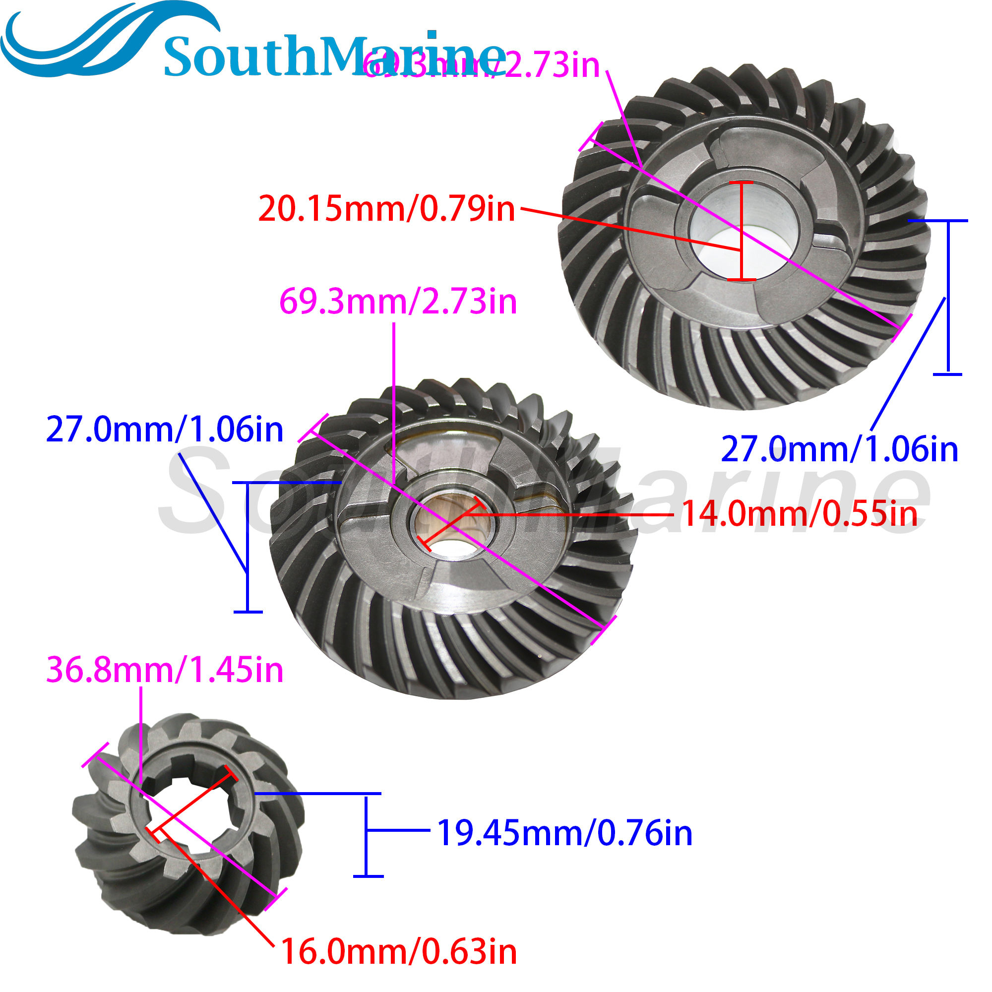 Outboard Engine 61N-45551-00 Pinion & 61N-45571-00 Reverse & 61N-45560-10 Forward Gear for Yamaha F25 E25B E30H 25B 30H Boat Motor