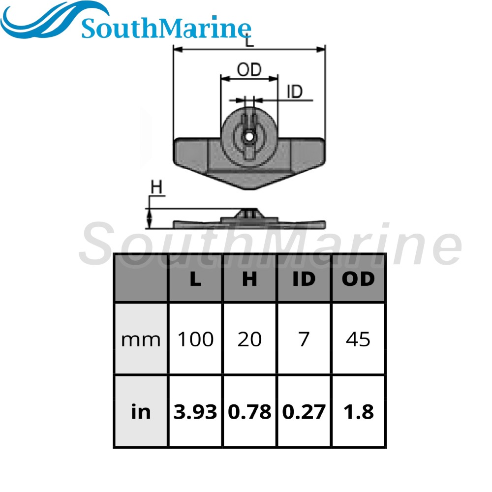 Outboard Motor 6E8-45251-02 683-45251-00 Transmission Lower Casing Drive Anode for Yamaha F8A F9.9A F9.9B 9.9D 15D 9.9HP 15HP