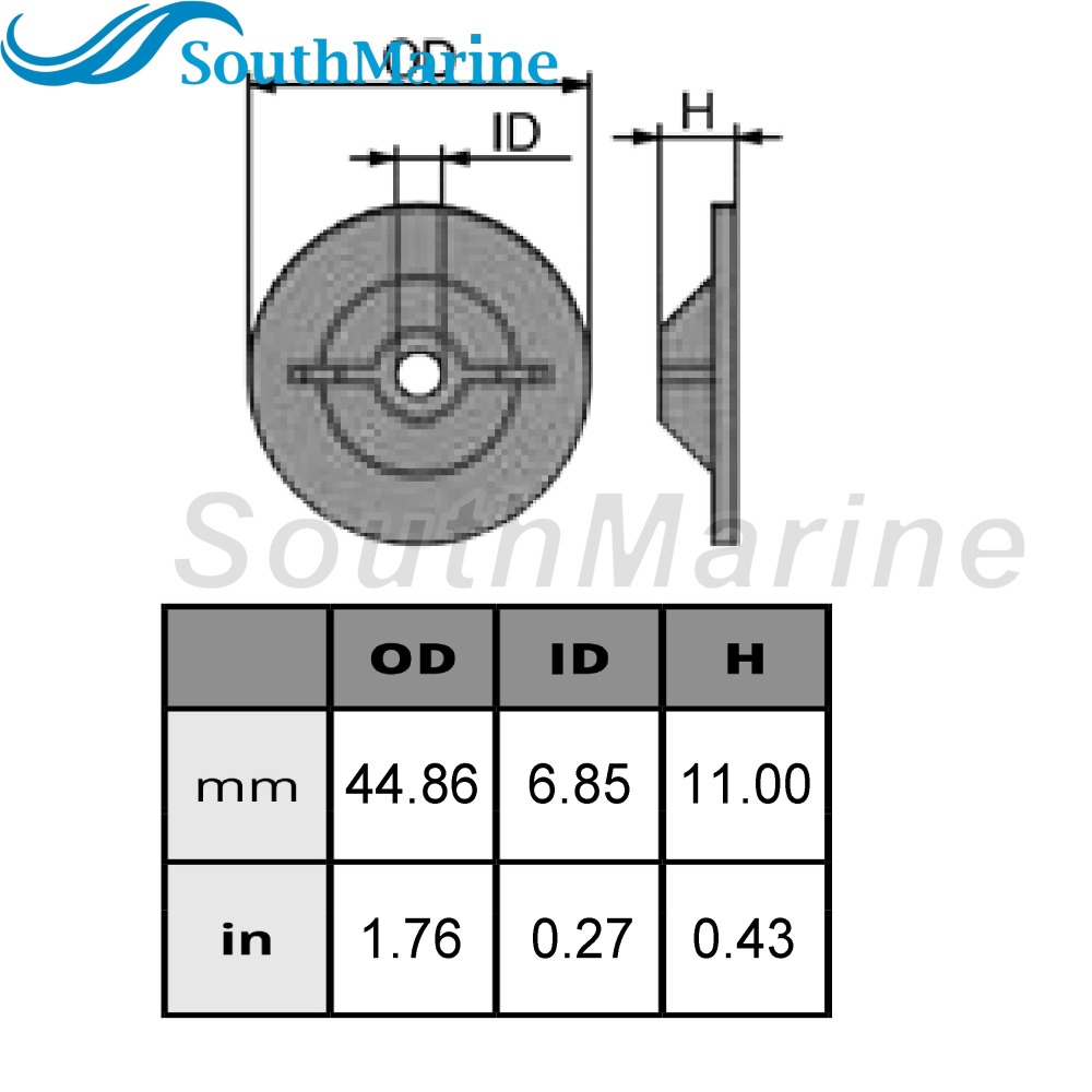 Outboard Motor 6E8-45251-00 6E8-45251-01 Lower Casing Drive Anode for Yamaha Boat Engine 9.9HP 15HP
