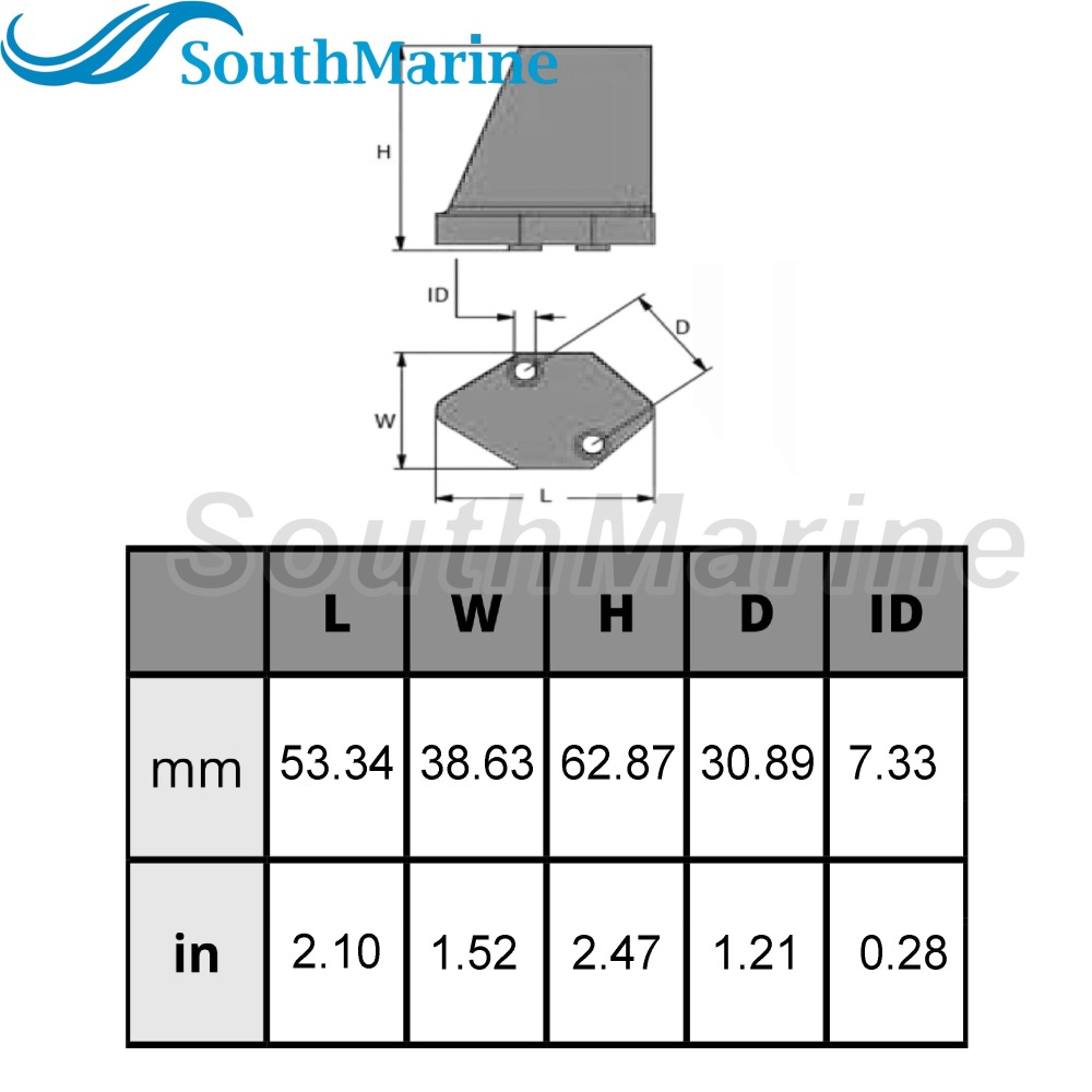 Outboard Motor 66M-45371-00 Trim Tab Anode for Yamaha Boat Engine 9.9HP 15HP