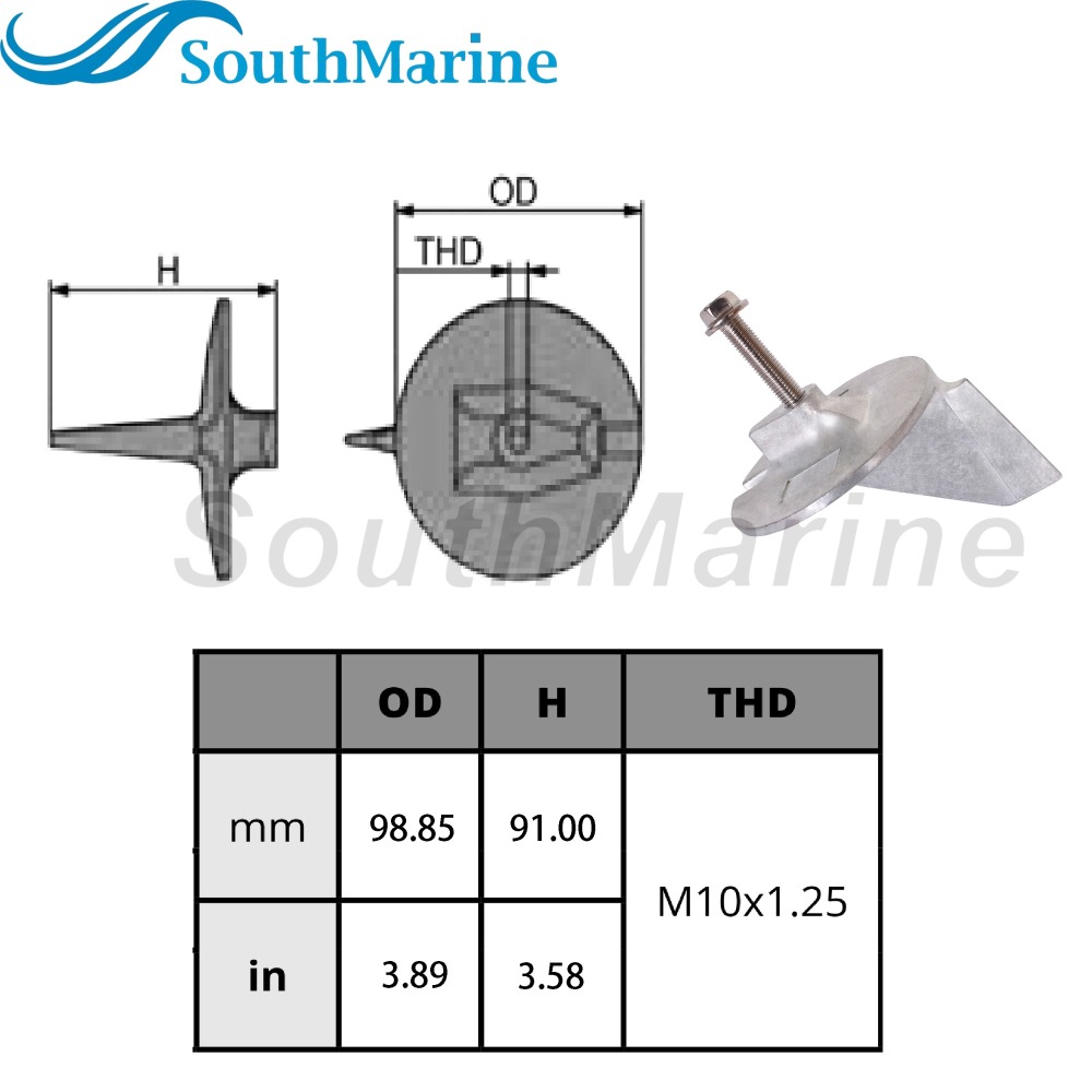 Boat Engine 61A-45371-00 18-6119 18-6119Z Trim Tab Anode for Yamaha Outboard Motor V6 3.1 and 3.2 liter 200HP 225HP 250HP