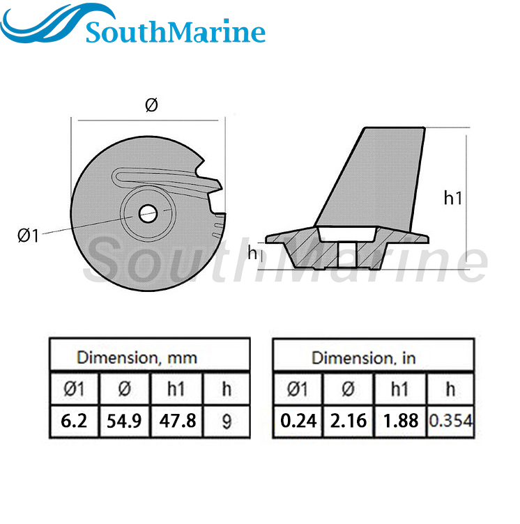 Boat Egnine 3V1-60217-0 3V1602170 853762T01 Trim Tab Anode for Tohatsu Nissan Mercury Evinrude Johnson 6/8/9.8/9.9/15/18/20HP, Zinc Alloy