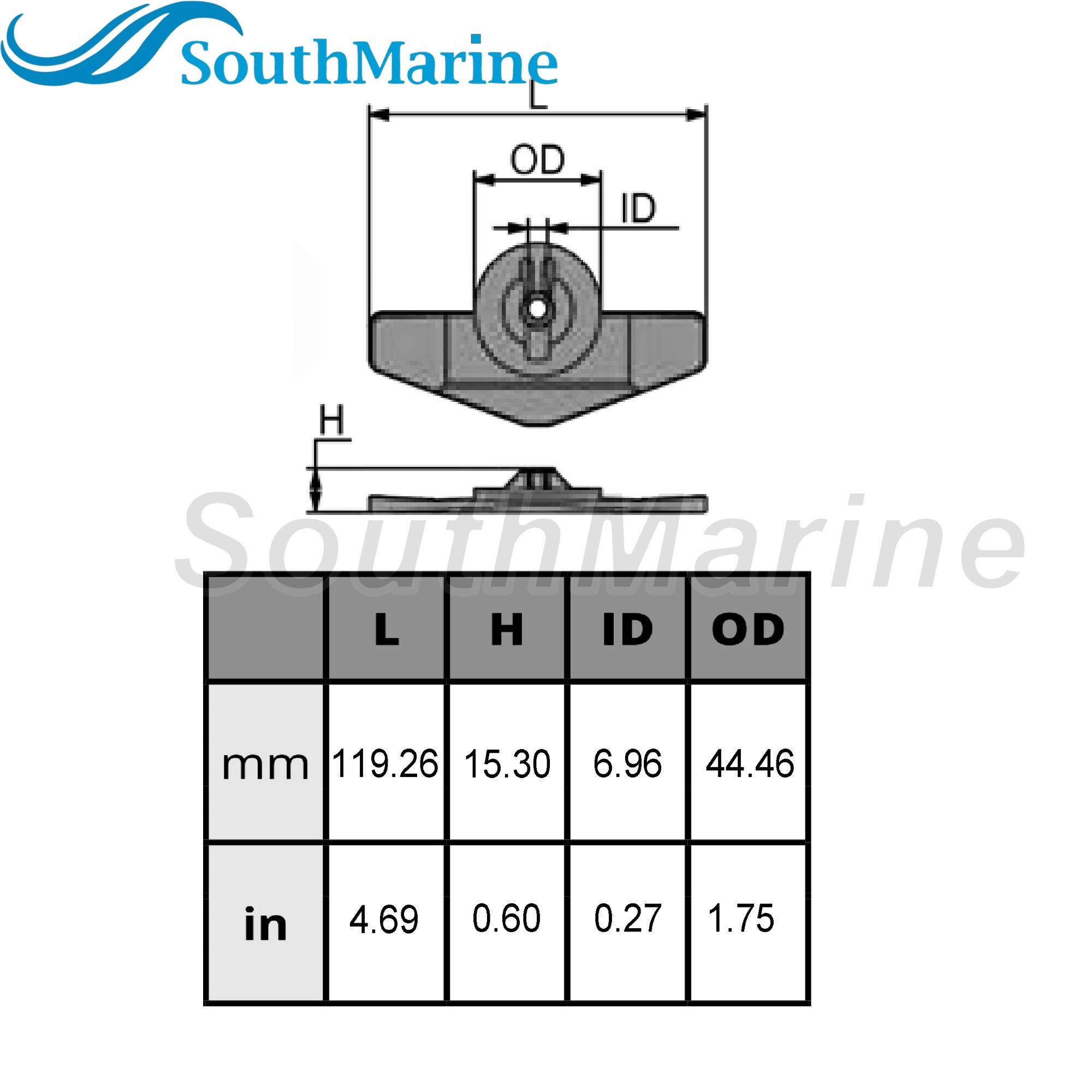 Outboard Motor 6B4-45251-00 Lower Casing Drive Anode for Yamaha Boat Engine 9.9HP 15HP E9.9DMH E15DMH