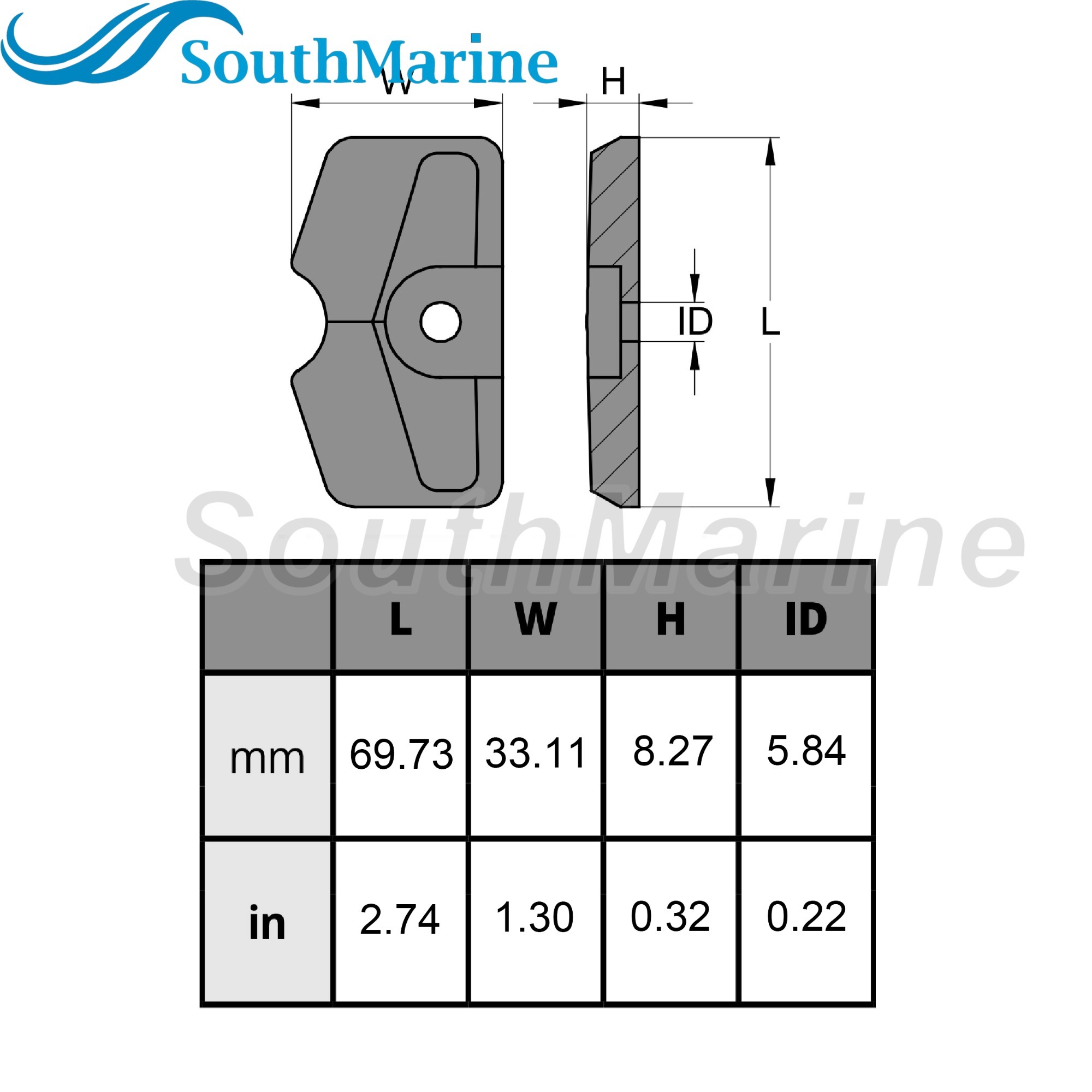 Outboard Motor 6L5-45251-00/01/02 6L5-45251-03 Lower Casing Drive Lower Unit Transmission Anode for Yamaha 2.5HP 4HP 5HP 6HP