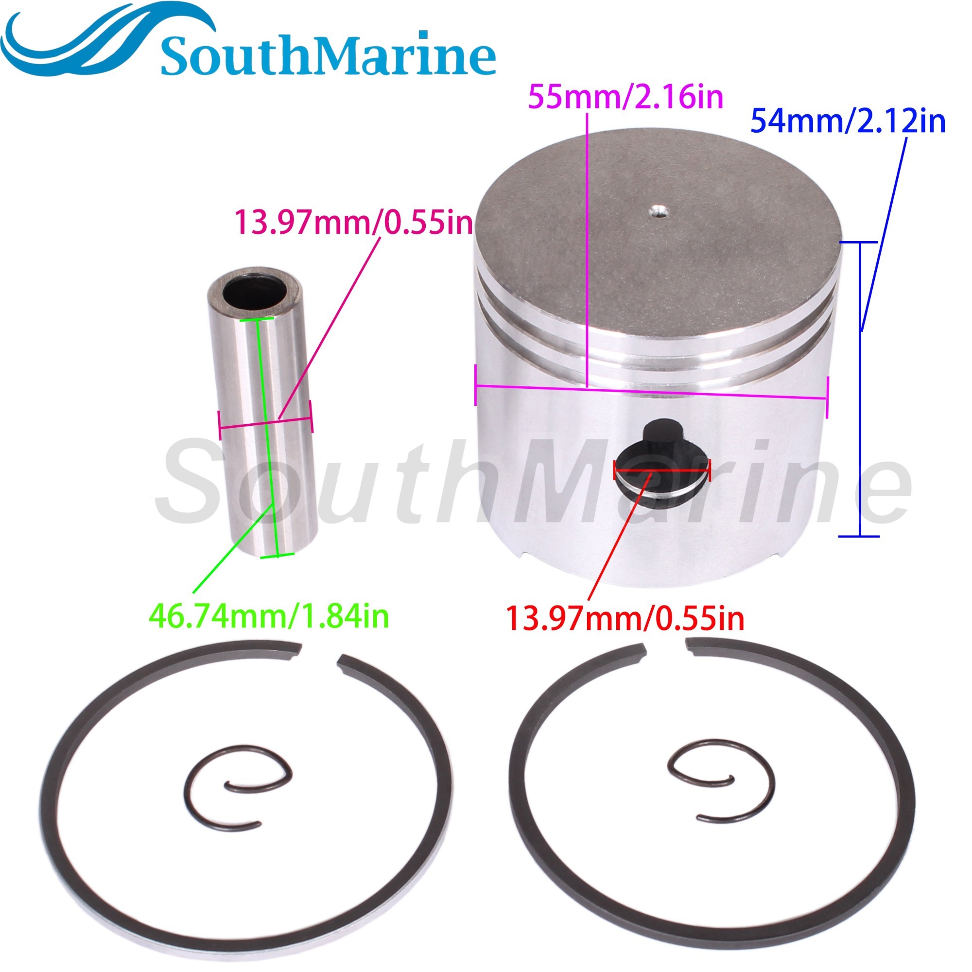 Boat Engine 369-00001-0 1 369000010M/1M STD Piston Set & 351000110M Ring for Tohatsu for Nissan 4HP 5HP / 779-9615T for Mercury