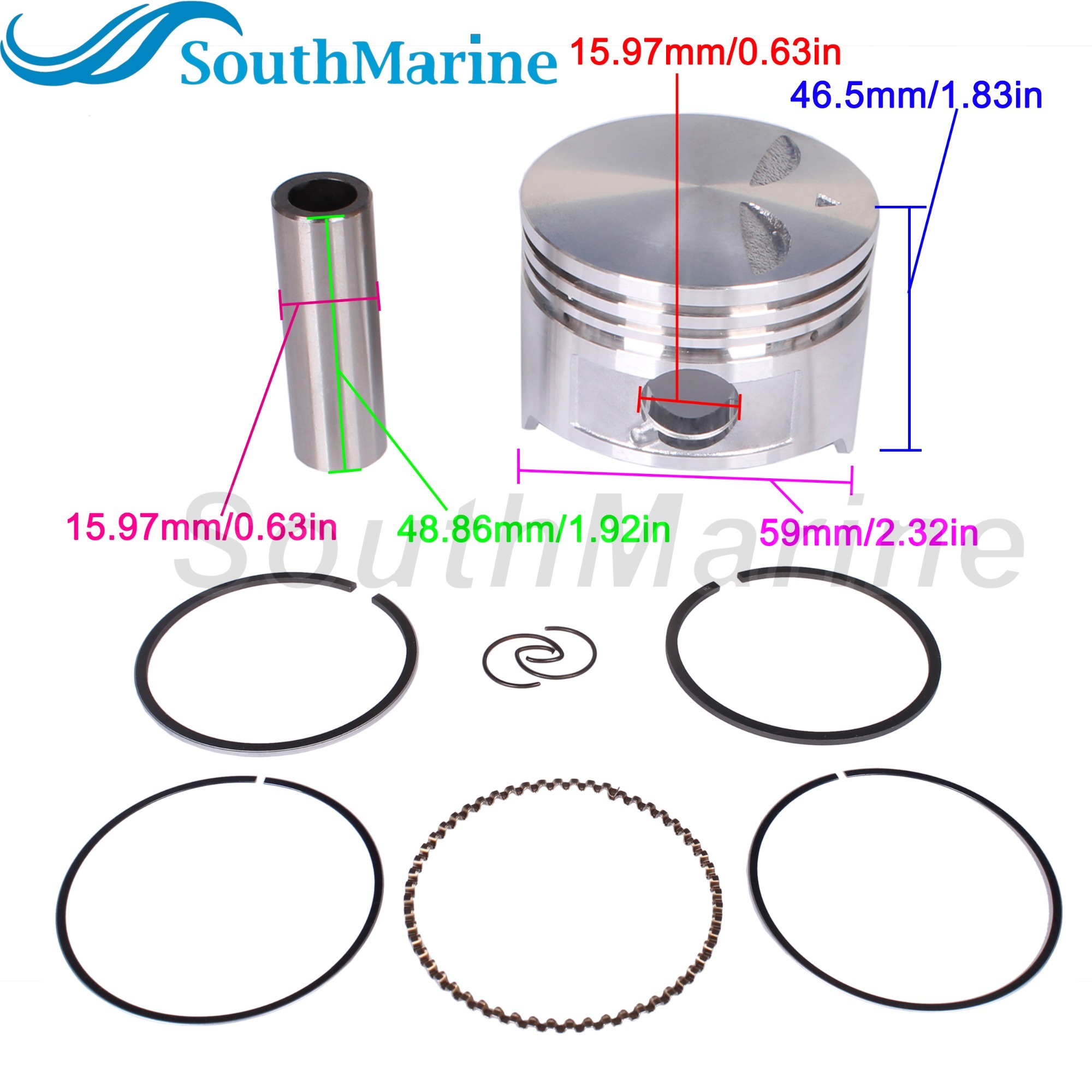 Boat Engine 3R4000013M STD Piston Set & 3JD871230M Ring for Tohatsu for Nissan 4HP 5HP 6HP / 5041243 Evinrude Johnson OMC BRP