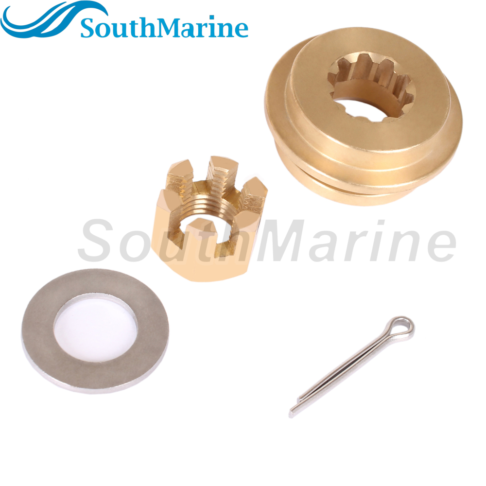 Boat Engine 90506-ZV7-020 010 000 Thrust Washer, 90301-ZV7-000 Castle Nut, 90508-ZV7-000 Spacer, 90758-ZV1-000 Split Pin for Honda 25HP 30HP Outboard Motor Propeller Hardware Kit