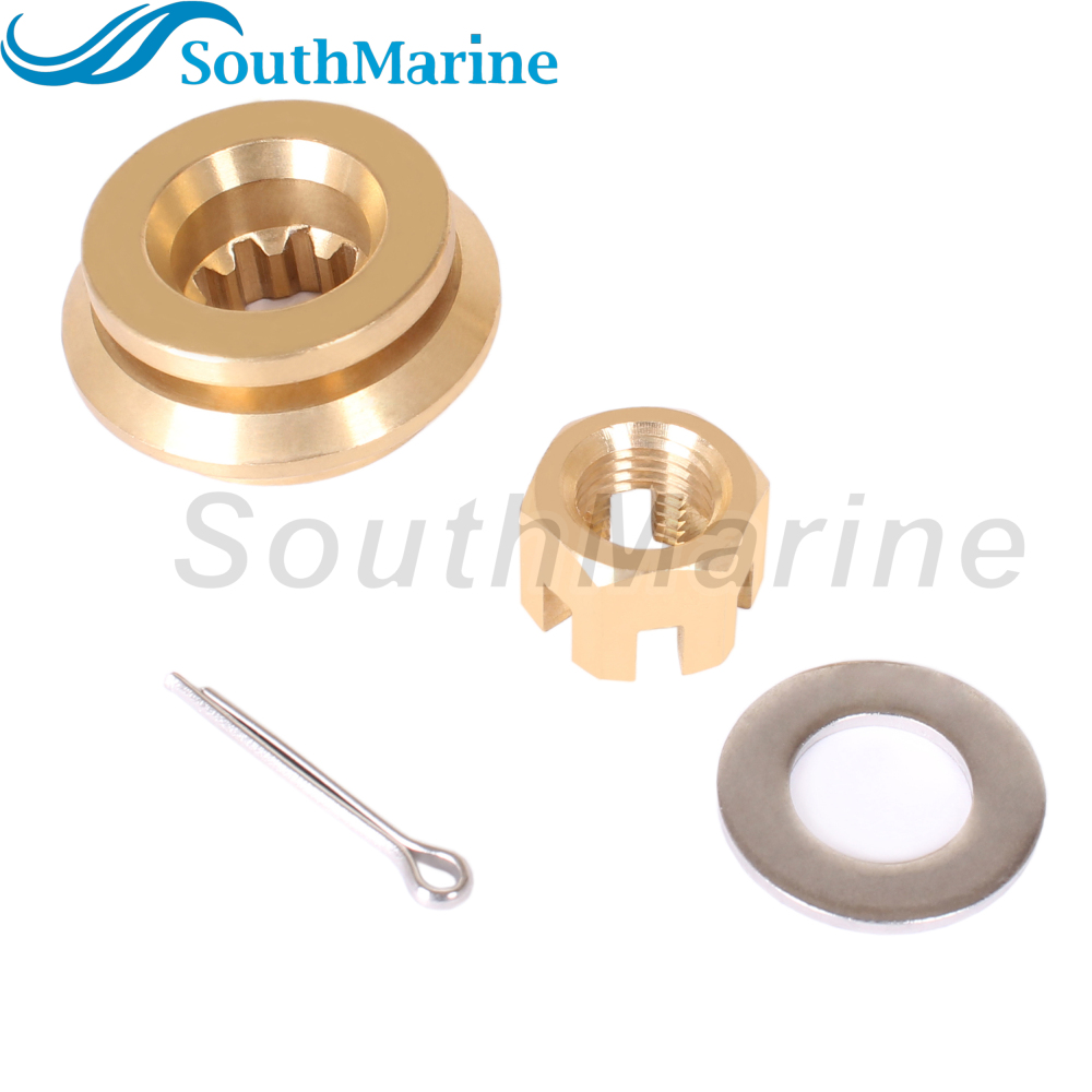 Boat Engine 90506-ZV7-020 010 000 Thrust Washer, 90301-ZV7-000 Castle Nut, 90508-ZV7-000 Spacer, 90758-ZV1-000 Split Pin for Honda 25HP 30HP Outboard Motor Propeller Hardware Kit