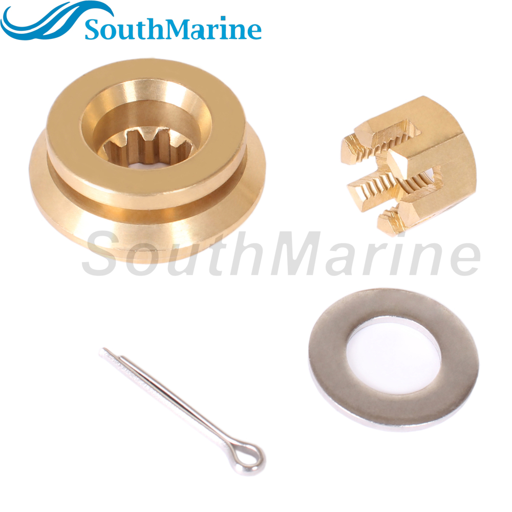 Boat Engine 90506-ZV7-020 010 000 Thrust Washer, 90301-ZV7-000 Castle Nut, 90508-ZV7-000 Spacer, 90758-ZV1-000 Split Pin for Honda 25HP 30HP Outboard Motor Propeller Hardware Kit