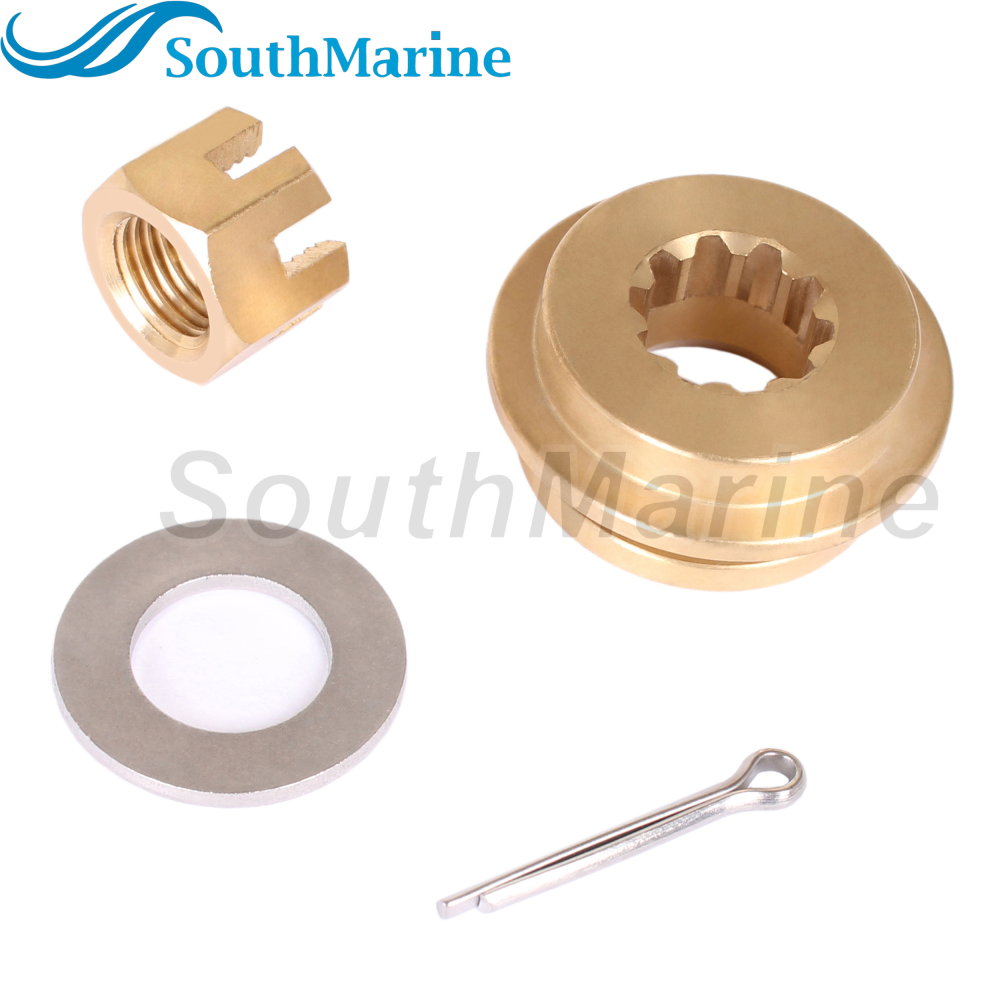 Boat Engine 90506-ZV7-020 010 000 Thrust Washer, 90301-ZV7-000 Castle Nut, 90508-ZV7-000 Spacer, 90758-ZV1-000 Split Pin for Honda 25HP 30HP Outboard Motor Propeller Hardware Kit