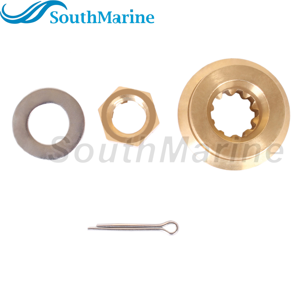 Boat Engine 90506-ZV7-020 010 000 Thrust Washer, 90301-ZV7-000 Castle Nut, 90508-ZV7-000 Spacer, 90758-ZV1-000 Split Pin for Honda 25HP 30HP Outboard Motor Propeller Hardware Kit
