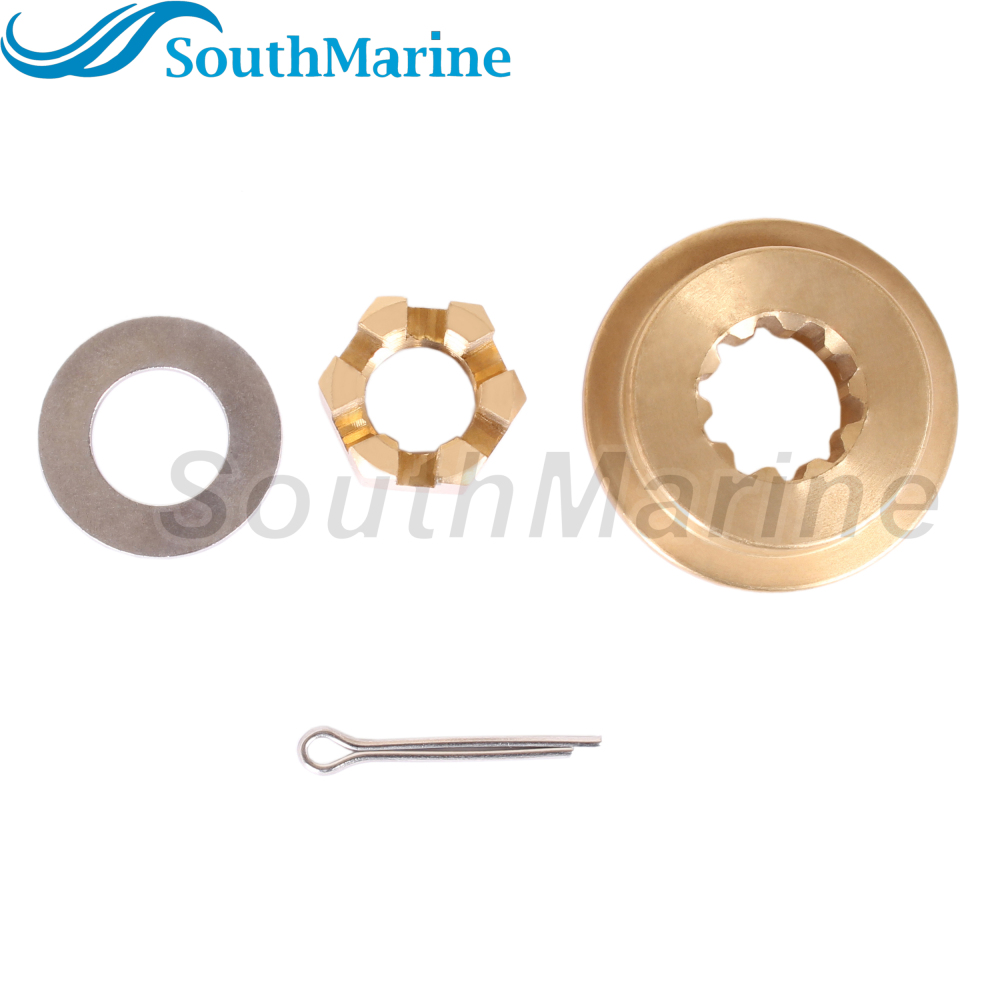 Boat Engine 90506-ZV7-020 010 000 Thrust Washer, 90301-ZV7-000 Castle Nut, 90508-ZV7-000 Spacer, 90758-ZV1-000 Split Pin for Honda 25HP 30HP Outboard Motor Propeller Hardware Kit