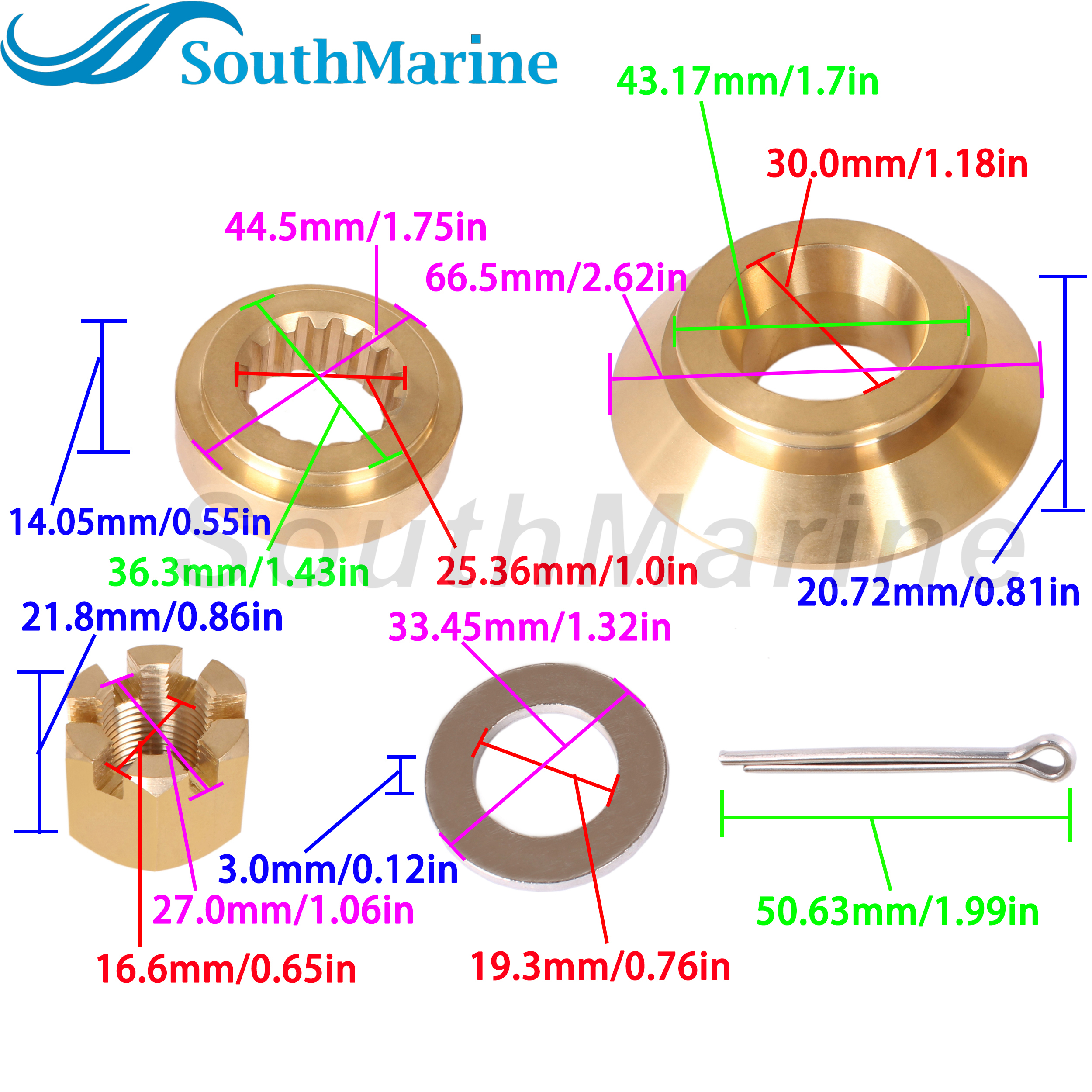 Outboard Motor 57632-93L11 Stopper Propeller Bush 57633-93L00 09160-18028 Spacer  57630-93L00 Prop Nut Kit for Suzuki 150-300HP