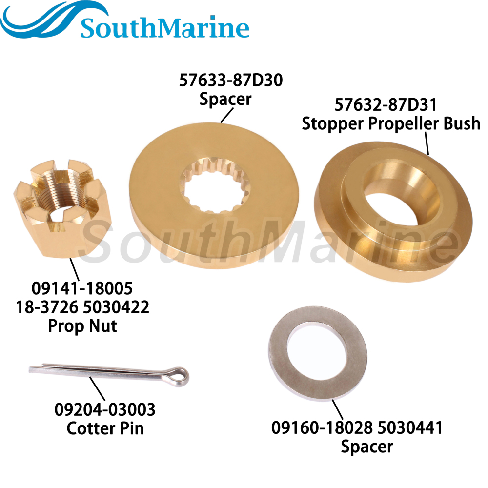 Outboard Motor 57632-87D31 Thrust Washer, 57633-87D30 09160-18028 Spacer 57630-92E00 18-3775 Prop Nut Kit for Suzuki 150HP-300HP