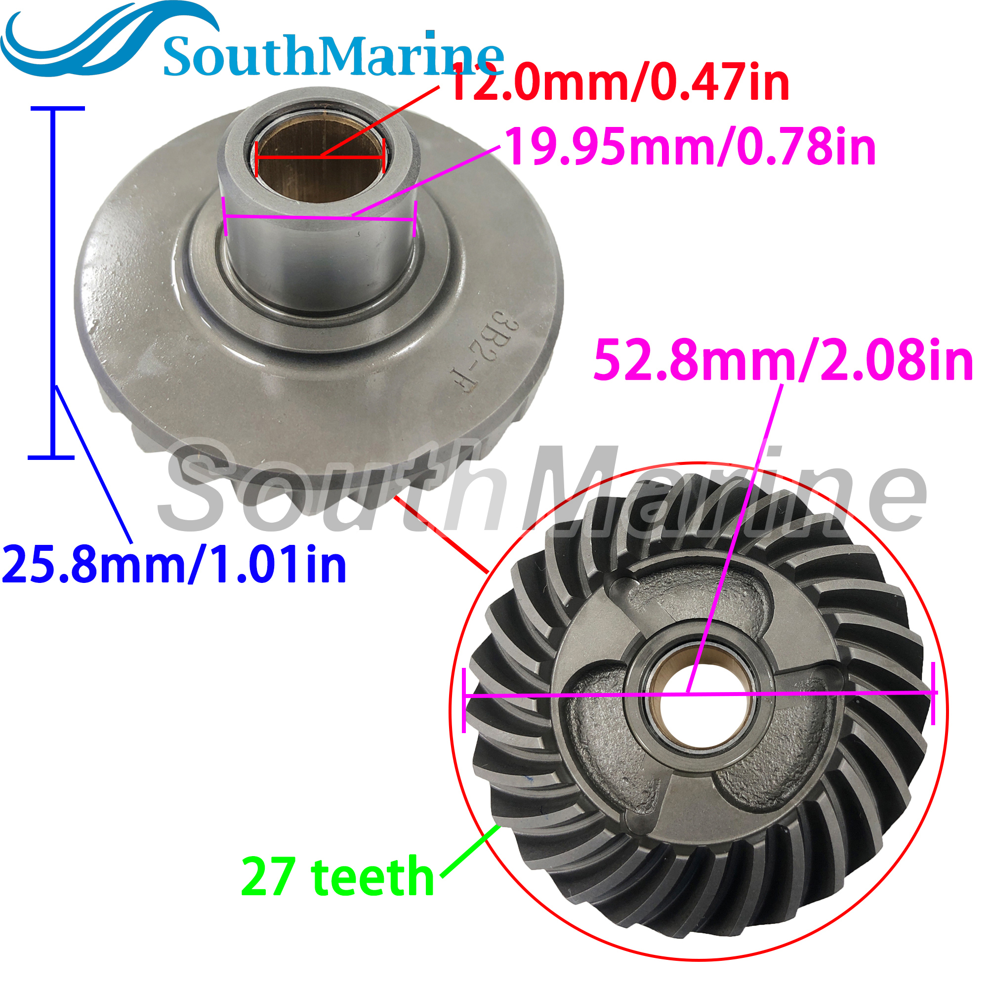 Boat Engine 3B2-64020-0 Pinion & 3B2-64010-0 Forward & 3B2-64030-0 Reverse Bevel Gear Set for Tohatsu Nissan 6HP 8HP 9.8HP