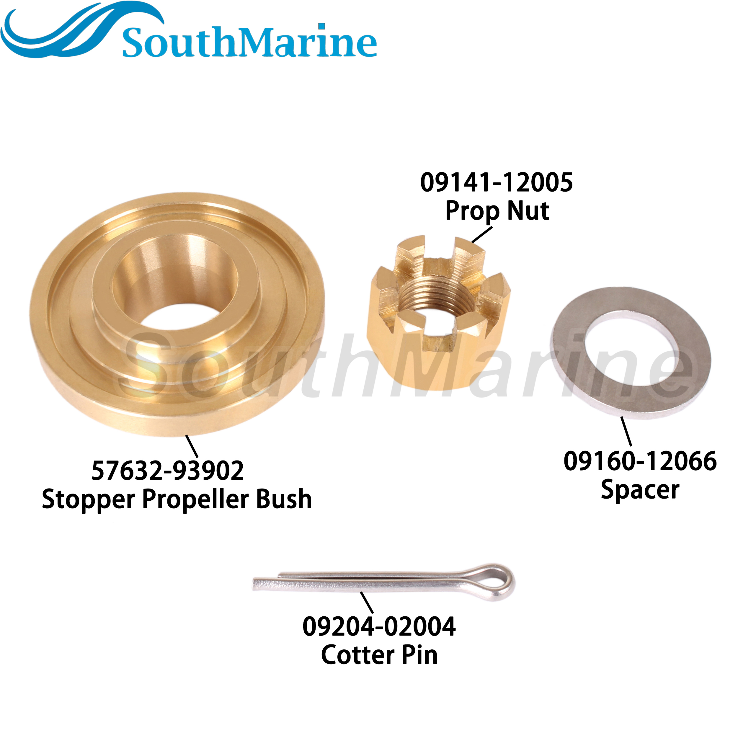 Outboard Motor 57632-93902 93901 93900 57633-94J00 Stopper Propeller Thrust Washer, 09141-12005 Prop Nut Kit for Suzuki 8HP-20HP