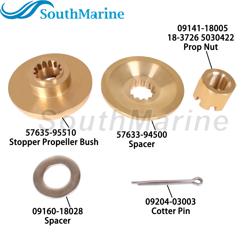 Outboard Motor 57635-95510 Stopper Propeller Bush / Thrust Washer, 57633-94500 Spacer, 09141-18005 Nut Kit for Suzuki 60HP-140HP