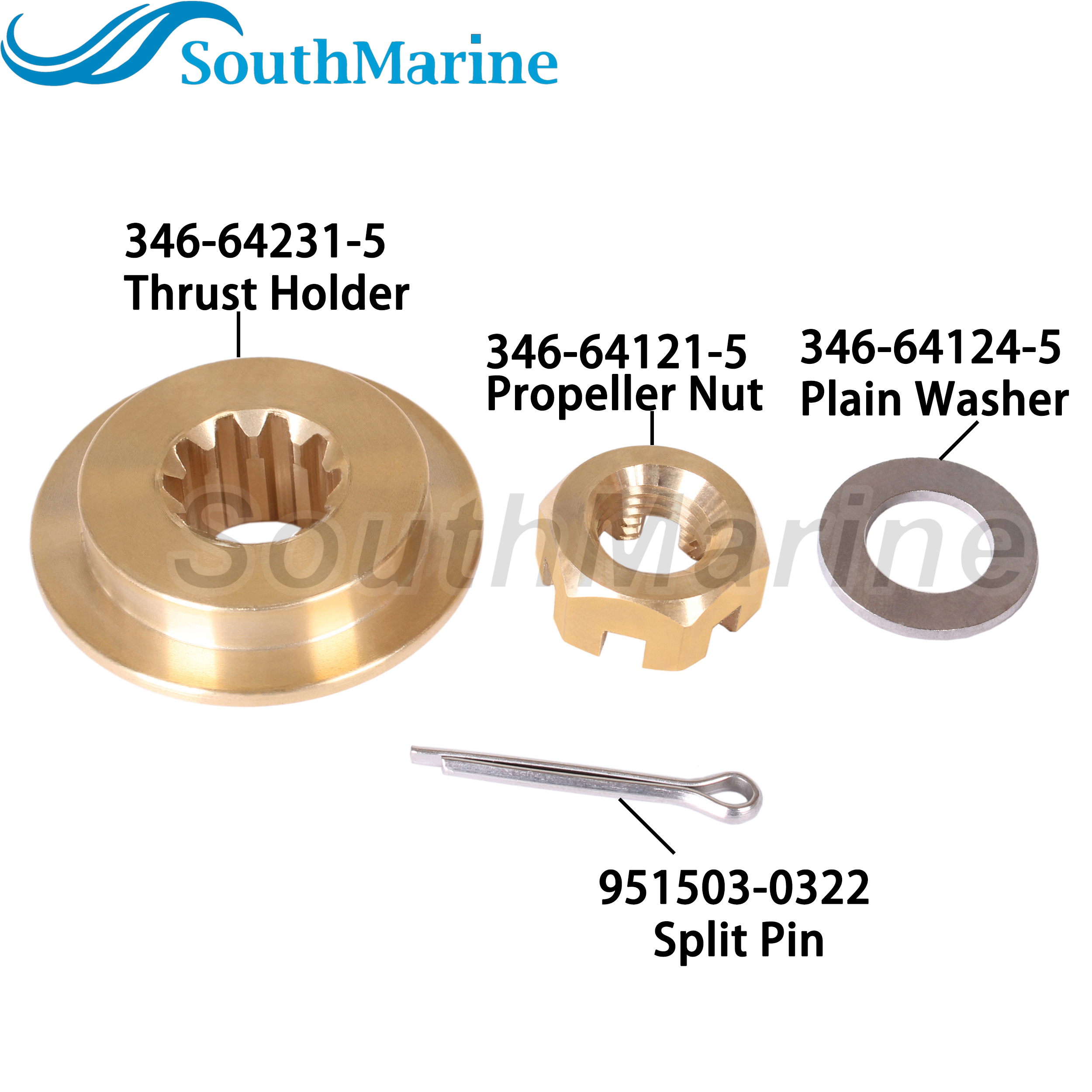 Outboard Motor 346-64231-5 346642315M Thrust Holder for Tohatsu Nissan 25HP 30HP, 3R0-87326-0 3R0873260M Propeller Hardware Kit