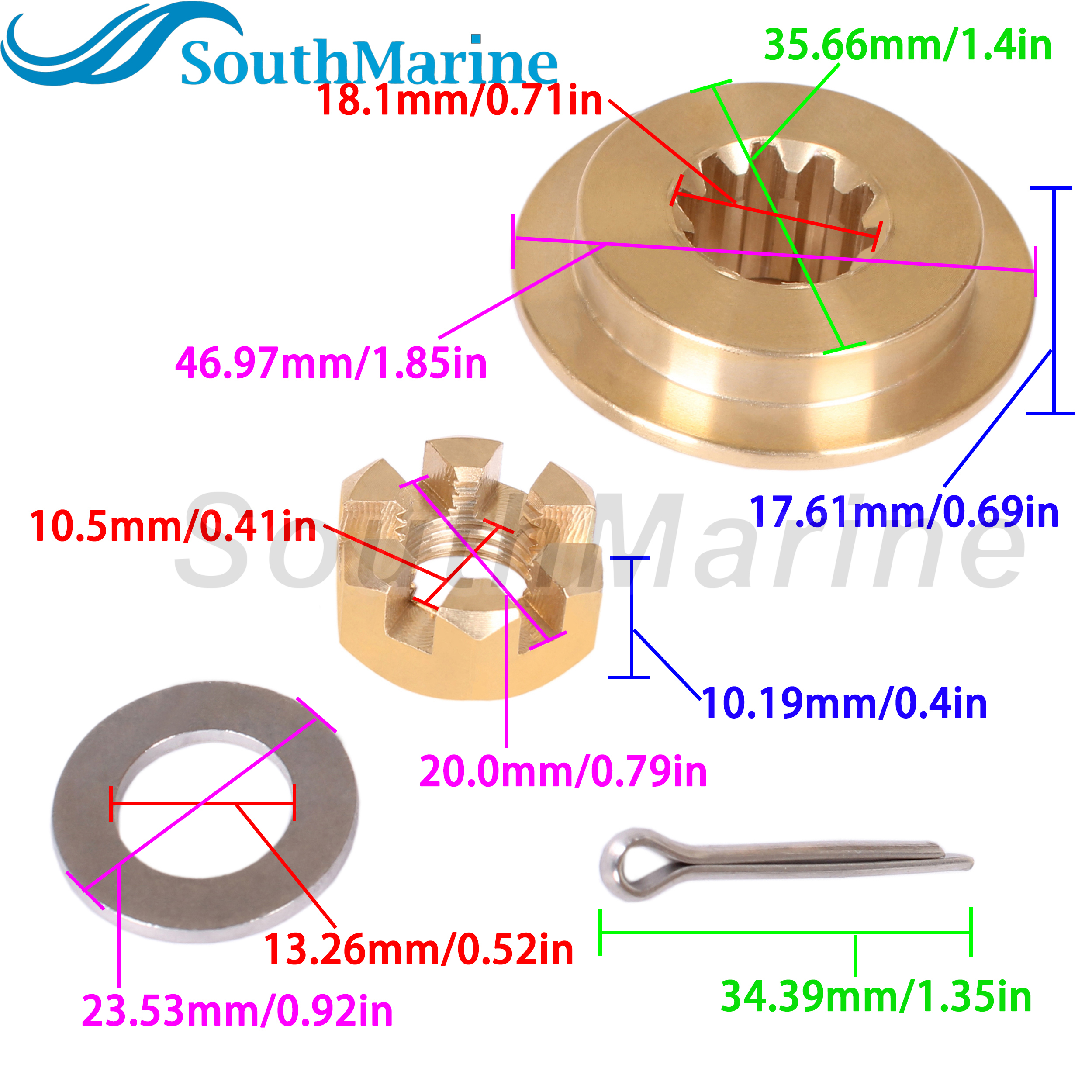 Outboard Motor 346-64231-5 346642315M Thrust Holder for Tohatsu Nissan 25HP 30HP, 3R0-87326-0 3R0873260M Propeller Hardware Kit