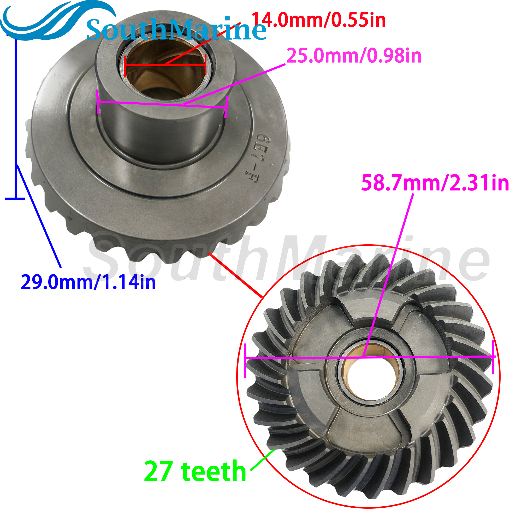 Boat Engine 6E7-45551-00 Pinion & 6E7-45560-00/01 Forward & 6E7-45570/45571-00 Reverse Gear Set for Yamaha 9.9HP 15HP 20HP 6AH