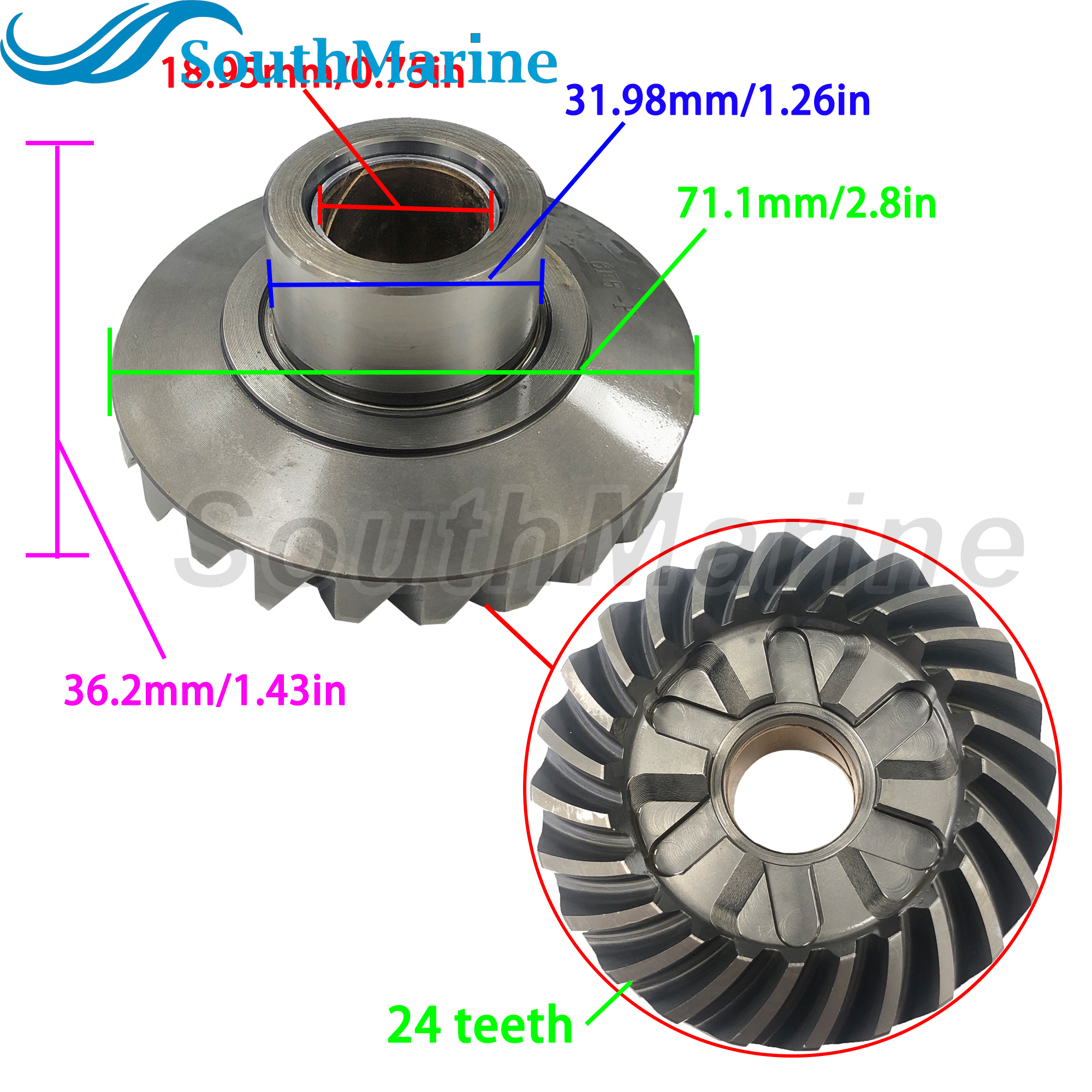 Boat Engine 6F5-45551-00 Pinion & 6F5-45560-00/01 Forward & 6F5-45571-00/01 Reverse Gear Set for Yamaha 40HP C40 E40