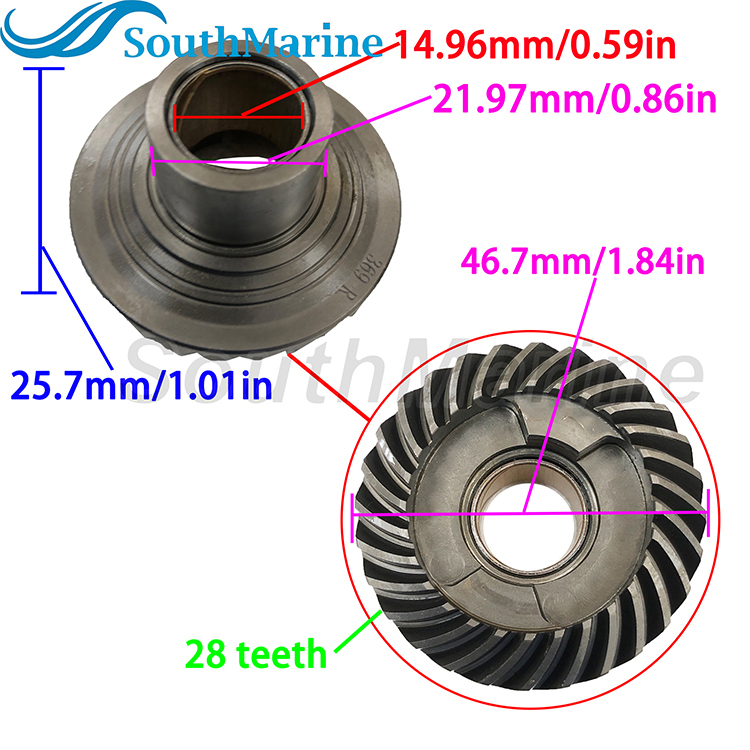 Boat Engine 369-64020-0 Pinion & 369-64010-0 Forward & 369-64030-0 Reverse Bevel Gear Set for Tohatsu Nissan 4HP 5HP 6HP