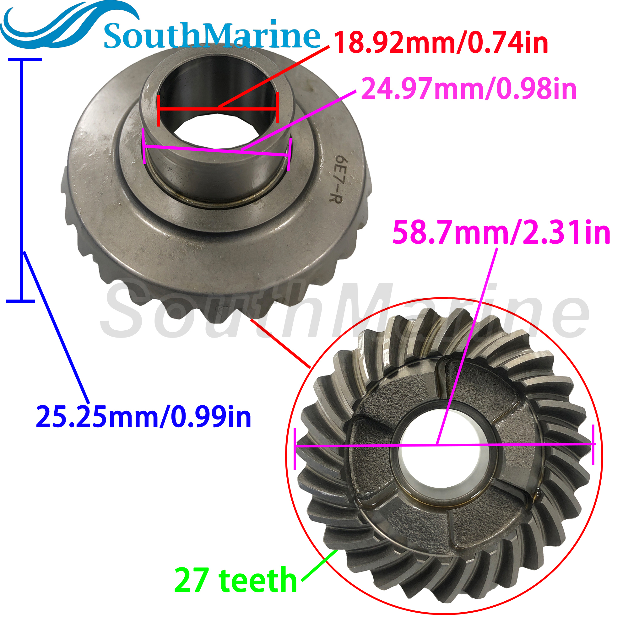 Boat Engine 6E7-45551-00 Pinion & 6E7-45560-00/01 Forward & 6E7-45570/45571-00 Reverse Gear Set for Yamaha 9.9HP 15HP 20HP 6AH