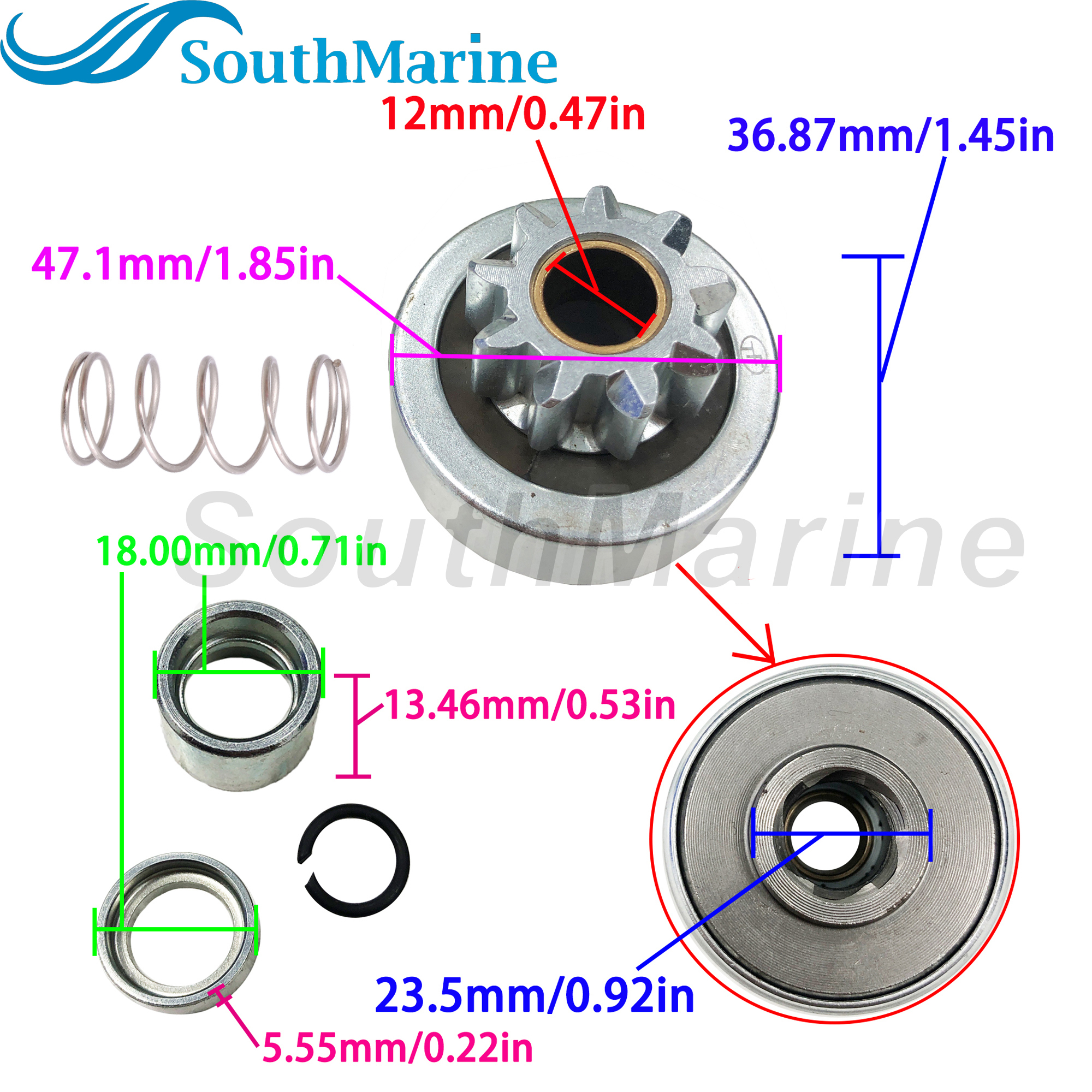 Boat Engine 66T-81857-00 Starter Gear for Yamaha Parsun Powertec Hidea 40HP 50HP Boat Starter Motor