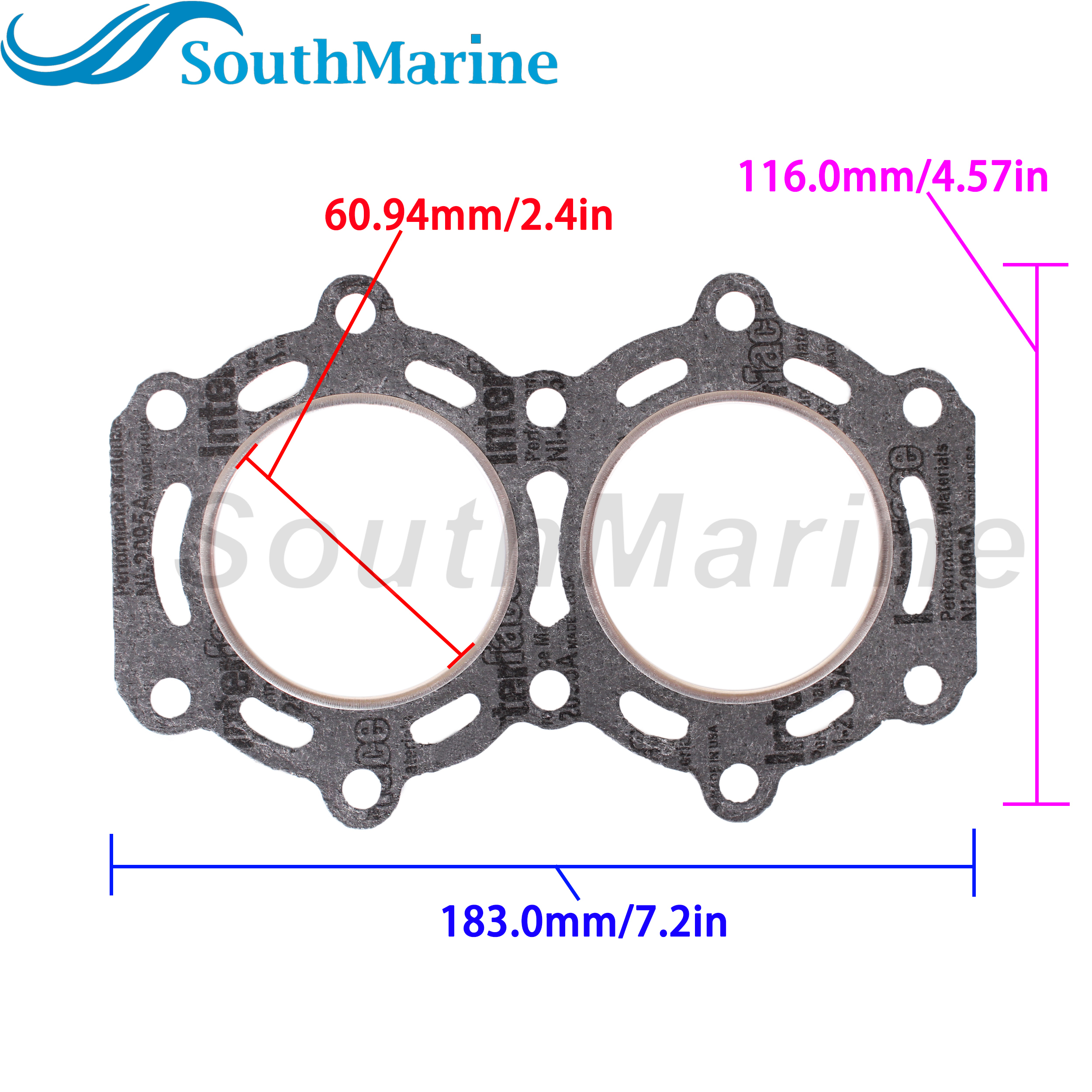 Outboard Motor 11141-93950 93960 18-3808 Cylinder Head Gasket for Suzuki DT15 DT9.9 9.9HP 15HP 2-Stroke 2-Cyl Outboard Marine