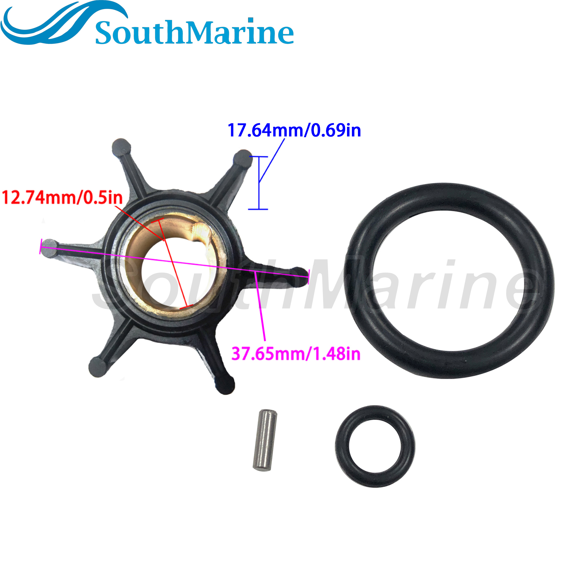 Boat Engine 386084 0386084 0777817 777817 18-3050 Water Pump Impeller w/Key O-Ring for Johnson Evinrude OMC BRP 8HP 9.9HP 15HP