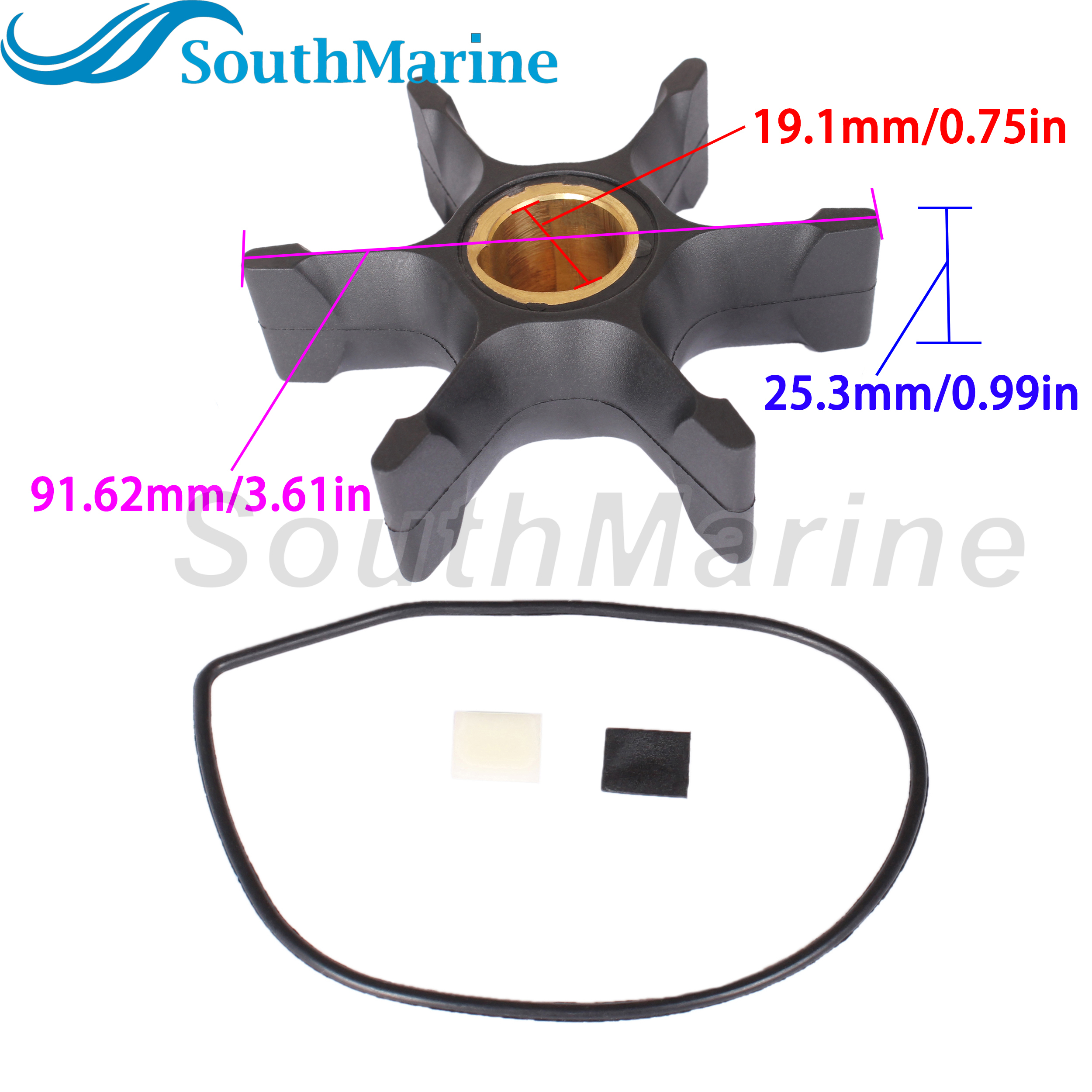 Boat Engine 389557 396725 432594 437080 777820 18-3053 Water Pump Impeller with Key O-Ring for Johnson Evinrude OMC 40HP-75HP