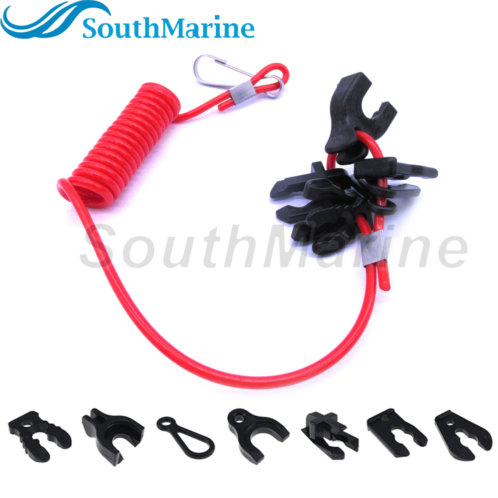 Boat Engine Universal Safety Lanyard Stop Kill Switch Cord for Yamaha Mercury Johnson Evinrude OMC Honda Suzuki Tohatsu Outboard Motor, 7 Keys, 60" Lo