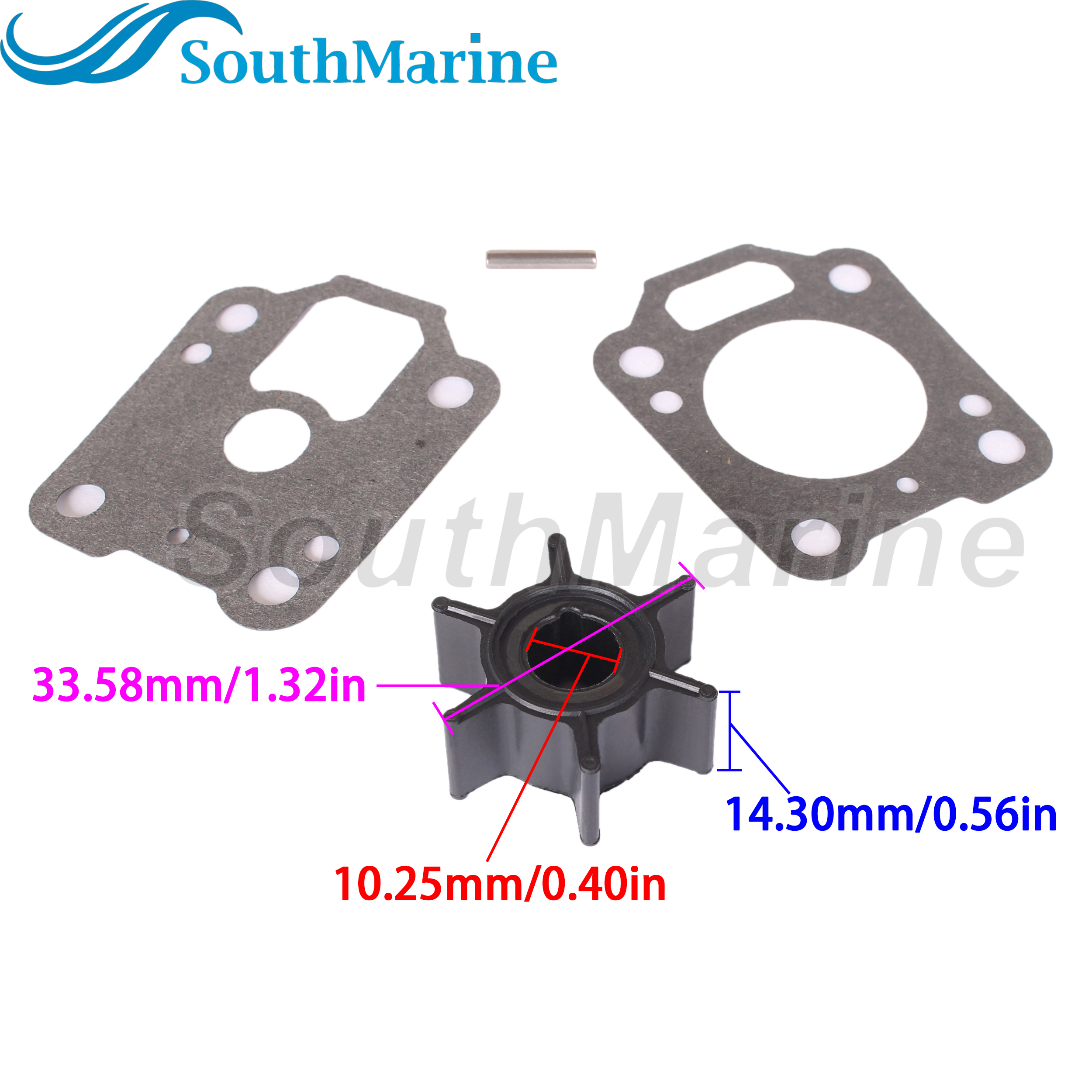 Boat Engine 369-65021-1 18-3098 Water Pump Impeller Repair Kit with Key Gasket for Tohatsu Nissan 4-6HP/ 47-16154-3 for Mercury