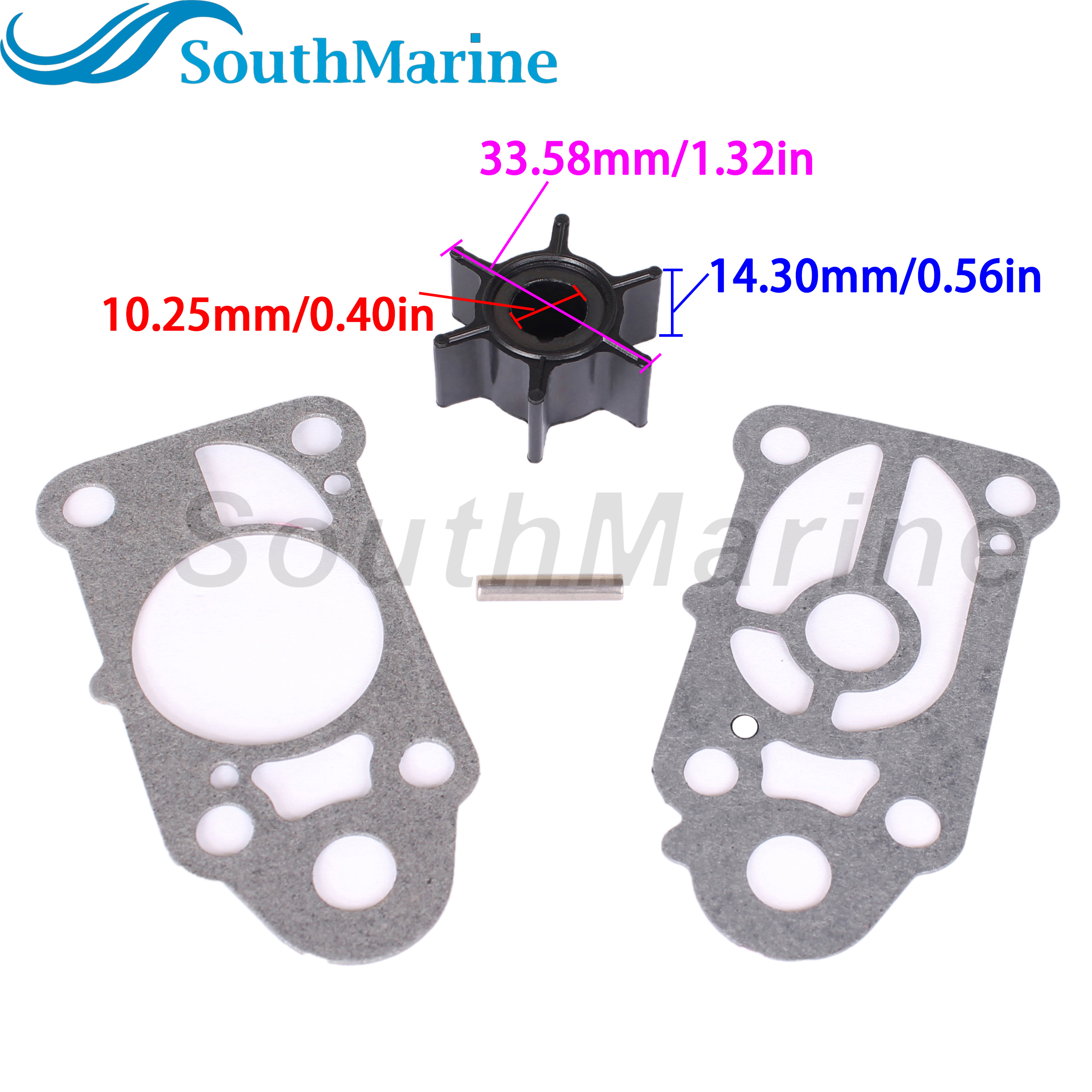 Boat Engine 369-65021-1 18-3098 Water Pump Impeller Repair Kit with Key Gasket for Tohatsu  Nissan 2-3.5HP/ 47-16154-3 for Mercury