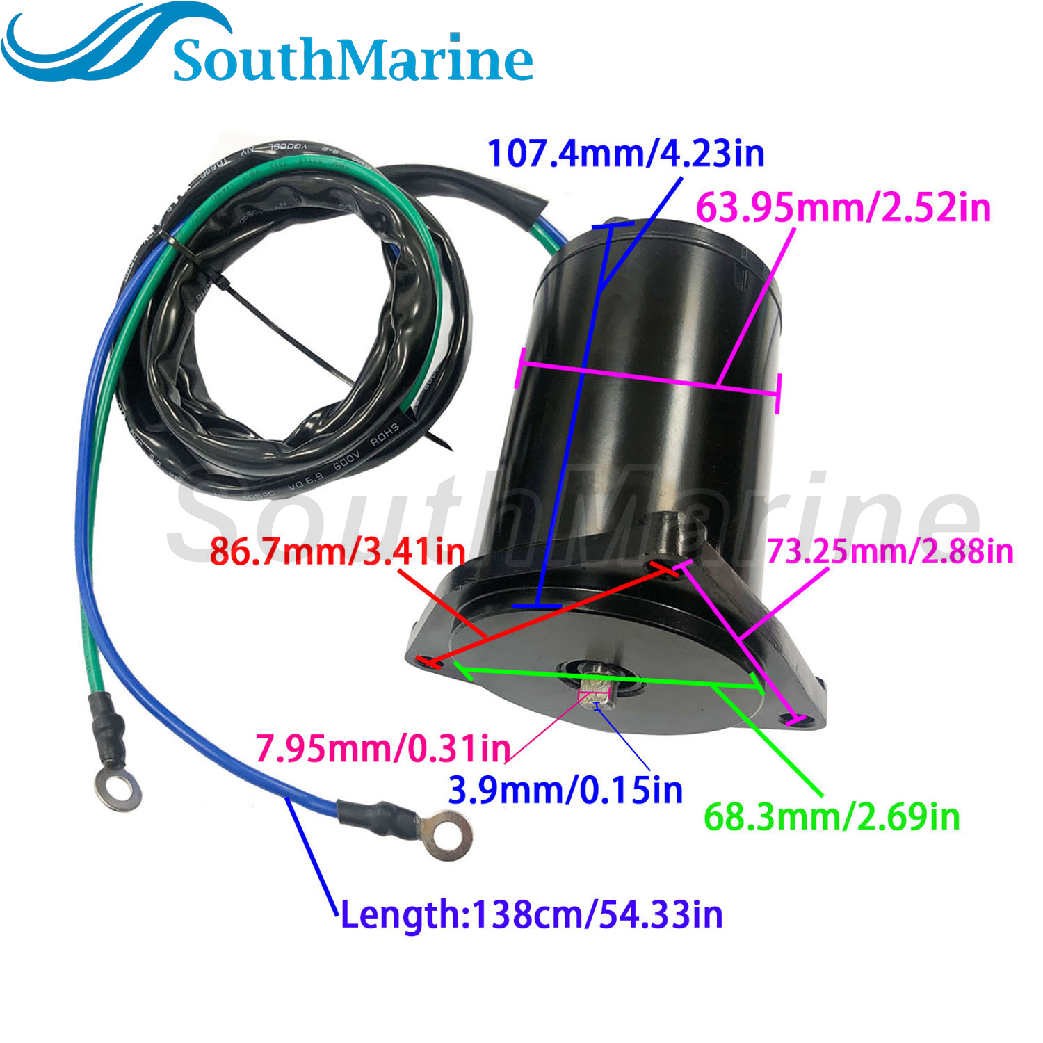 Boat Motor 6H1-43880-02 18-6781 Tilt Trim Motor for Yamaha 50HP-90HP, fit API PT602NM, fit J & N 430-22028, fit Arco 6260