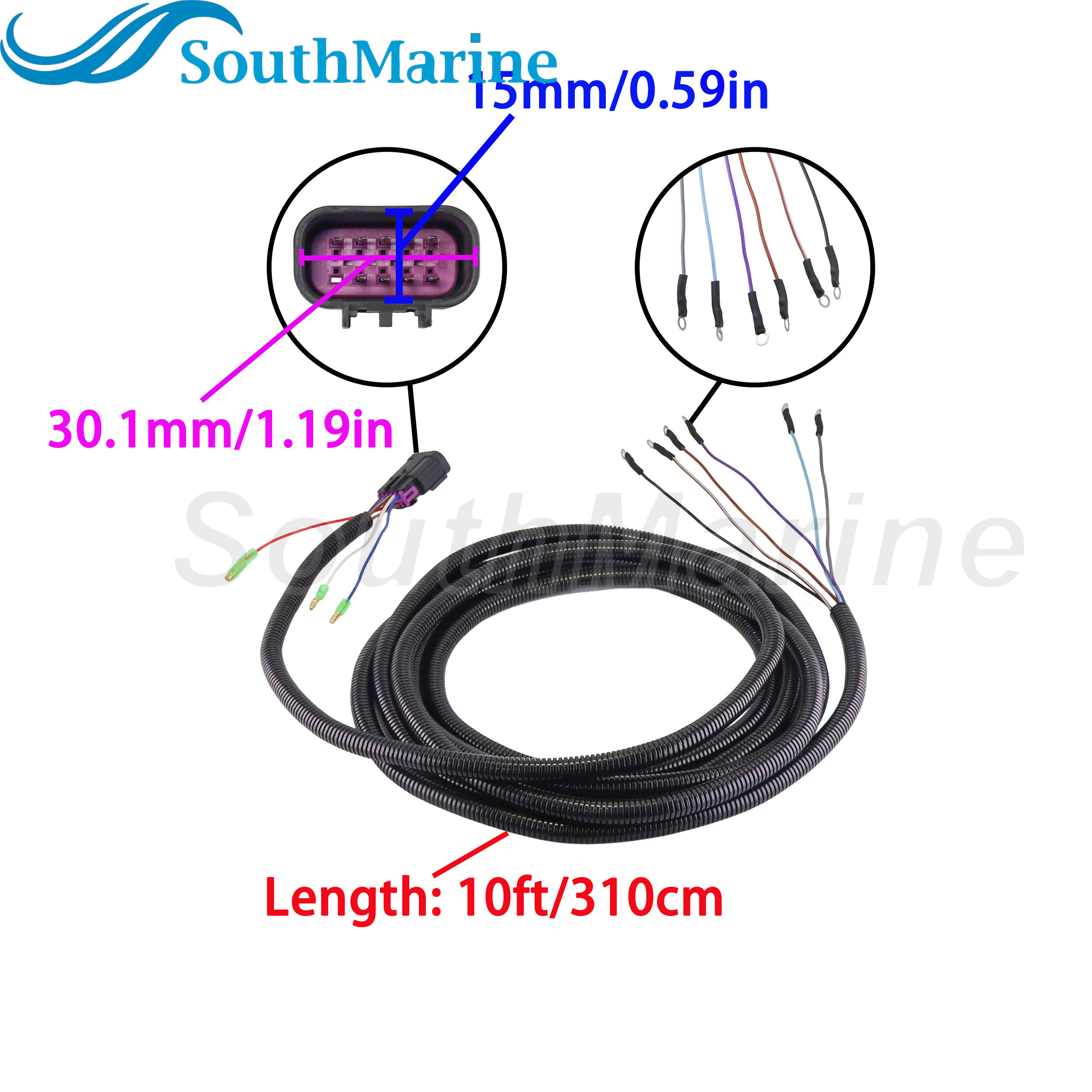 Boat Motor 84-892990T10 Instrument Line Harness Gauges Admiral Series Aqua Casing for Mercury Mercruiser, 10ft /3.1m