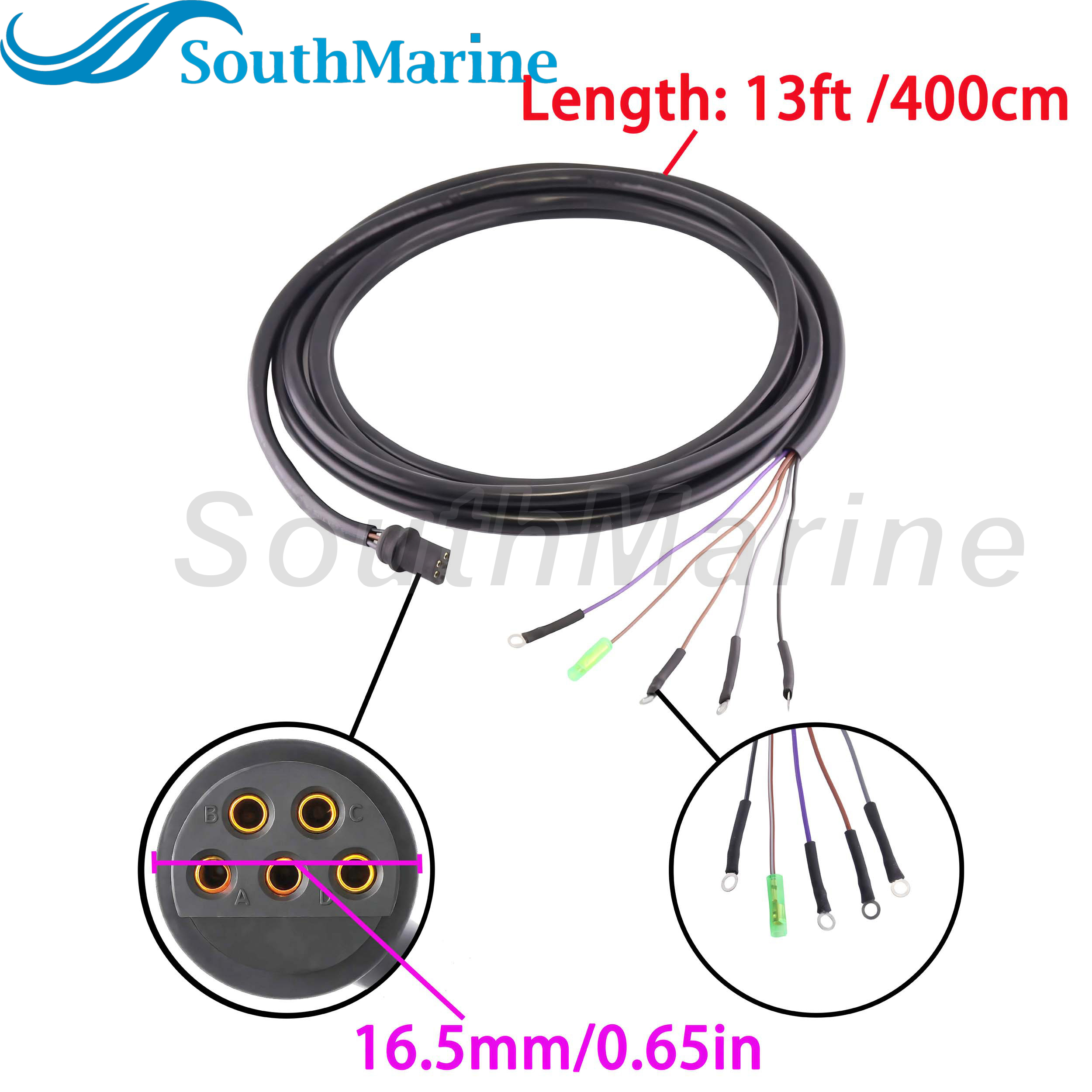 Boat Motor 84-86396A24 Analogue Tach Tachometer Gauge Harness for Mercury Mariner Quicksilver Mercruiser, 13ft /4.0m, 5pins