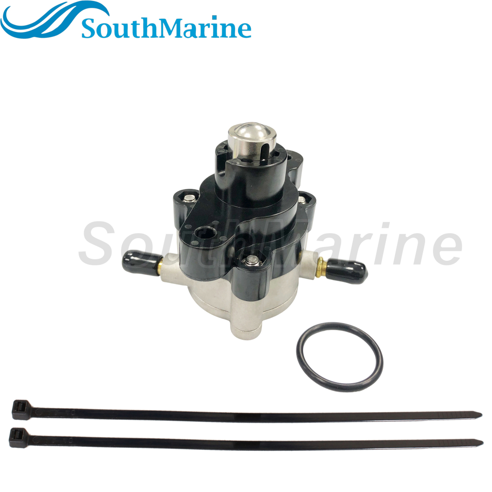 Boat Engine Fuel Pump Assembly 6D8-24410-00 6D8-24410-10 68V-24410-00 for Yamaha Outboard F75 F80 F90 F100 F115 LF115 75HP-115HP, Bent Inlet Round Top