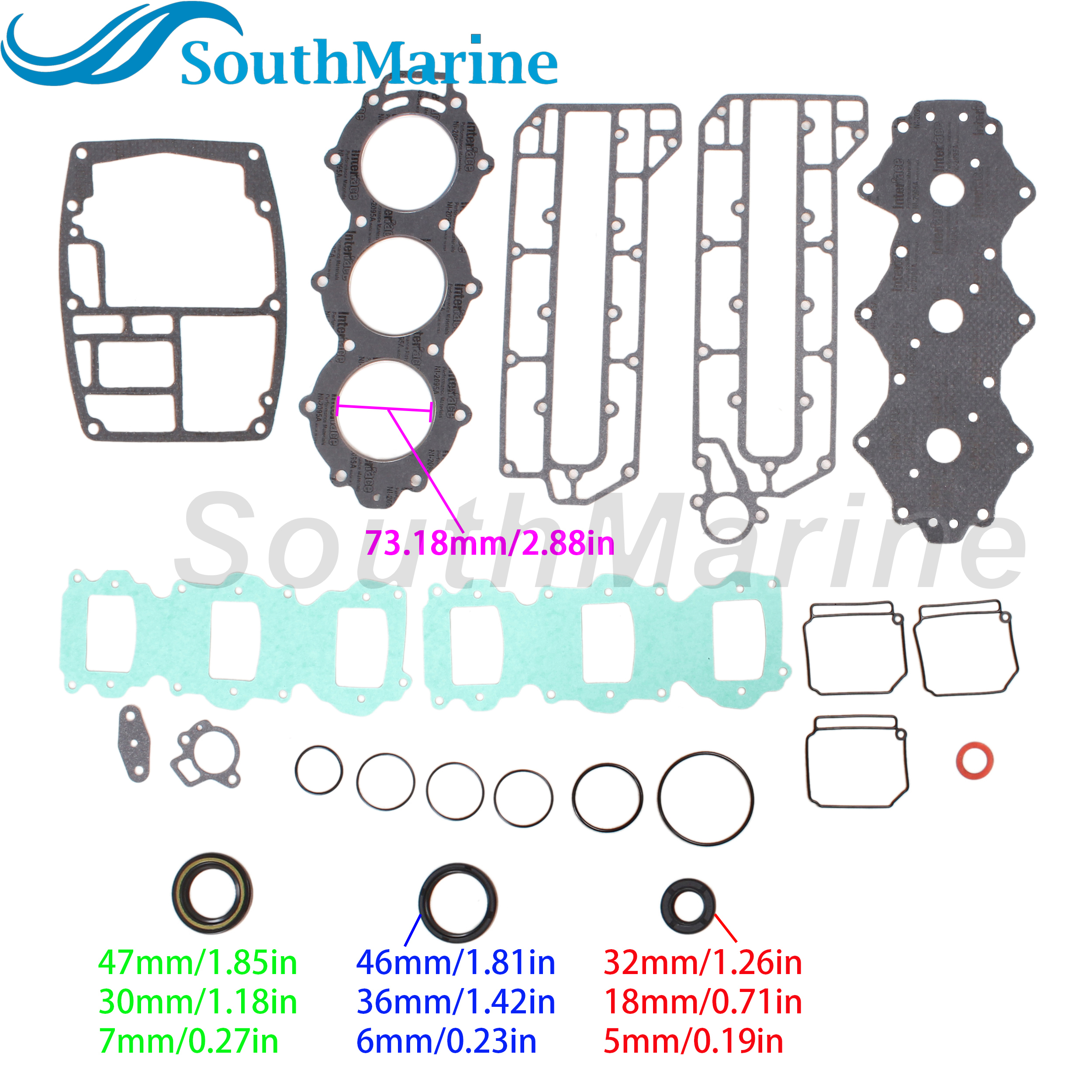 Boat Engine 6H3-W0001-02 18-99176 Power Head Gasket Kits for Yamaha WSM 500-330 60HP 70HP 3 Cyl