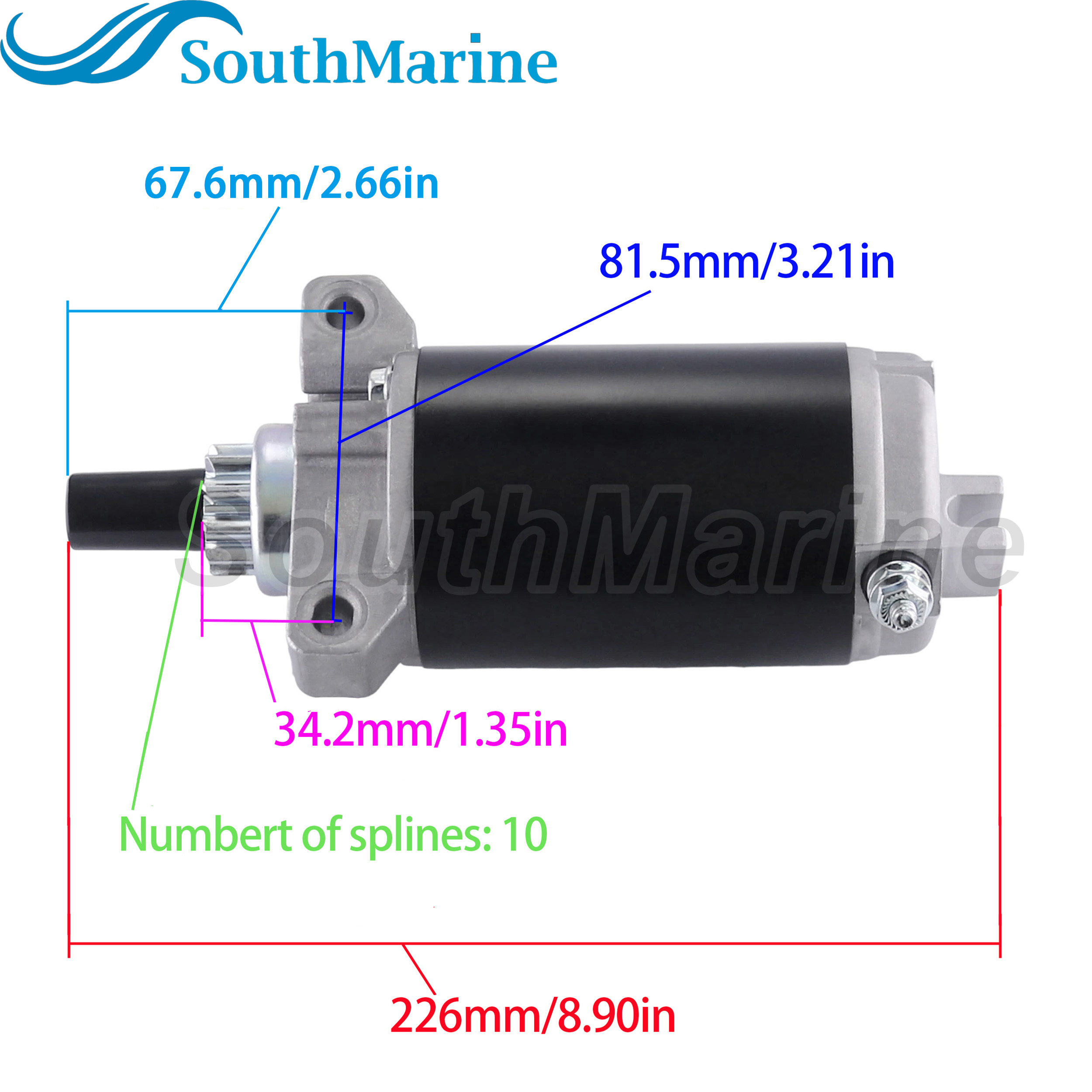 Boat Motor 50-822462-1 822462T1 893890T 18-5621 5396 5675640 Starter Motor for Mercury Mariner 30HP 40HP 50HP 60HP