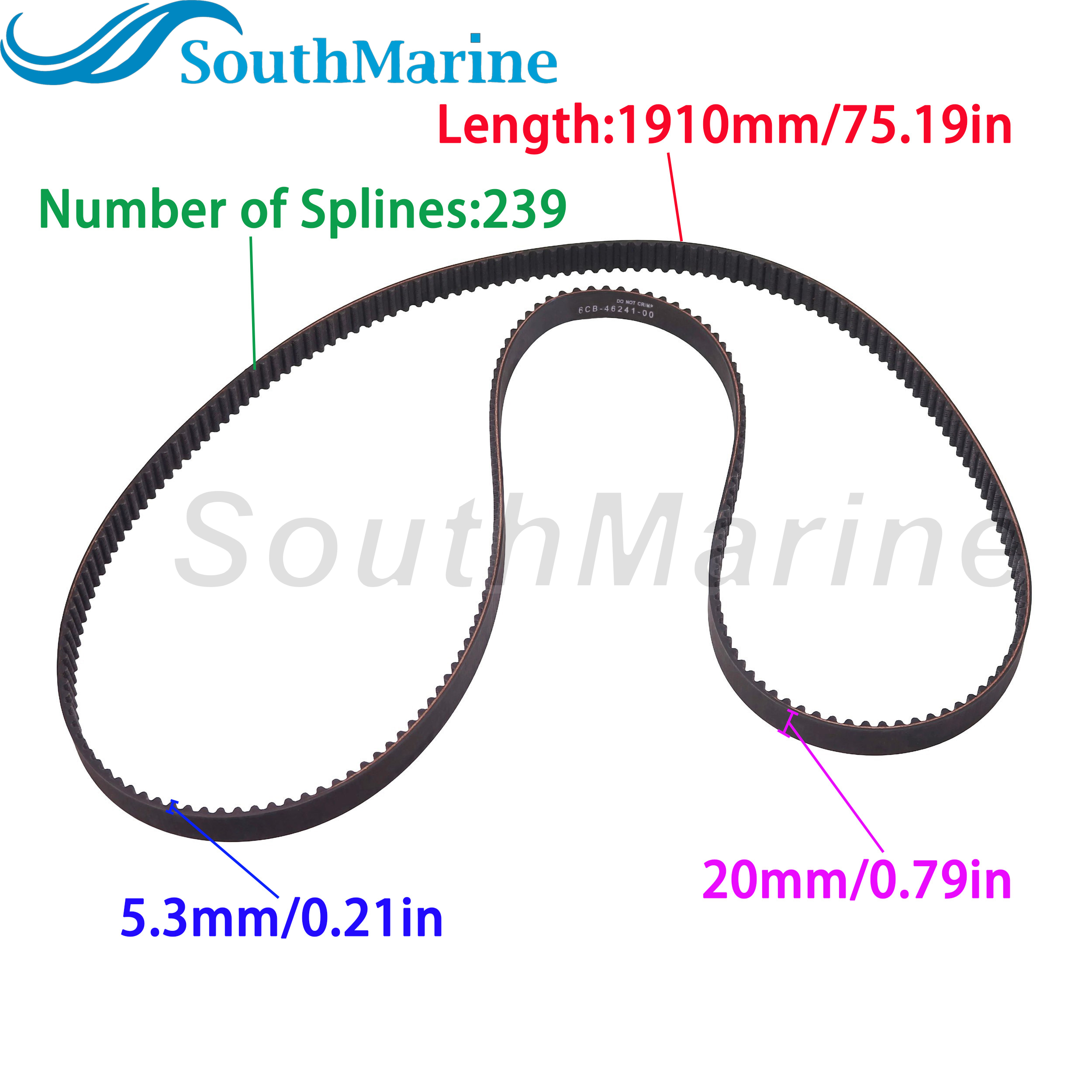 Boat Engine 6CB-W4624-00 6CB-46241-00 Timing Belt for Yamaha 225HP 250HP 300HP