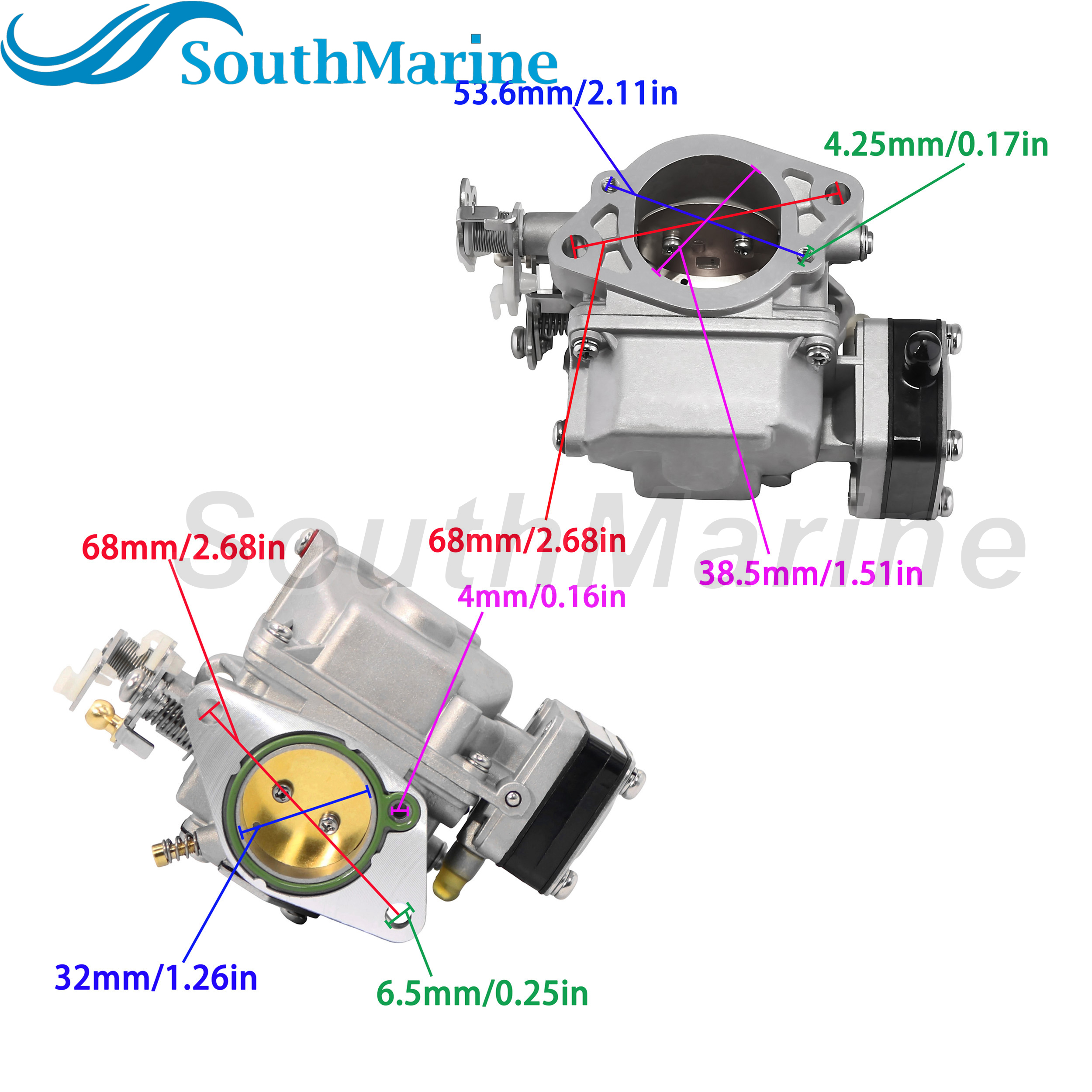 Boat Motor 3C8-03210-4 3C8032104 3C8032104M Carburetor with Pump Assembly for Tohatsu for Nissan 40HP, LOWER Carburetor