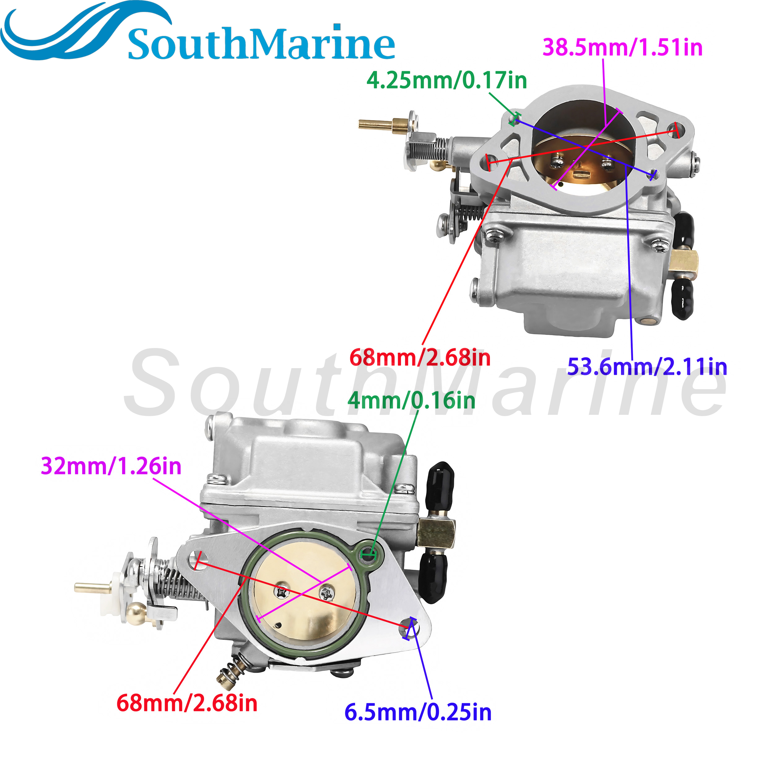 Boat Motor 3C8-03207-4 3C8032074 3C8032074M Carburetor Assembly for Tohatsu for Nissan 40HP, CENTER Carburetor